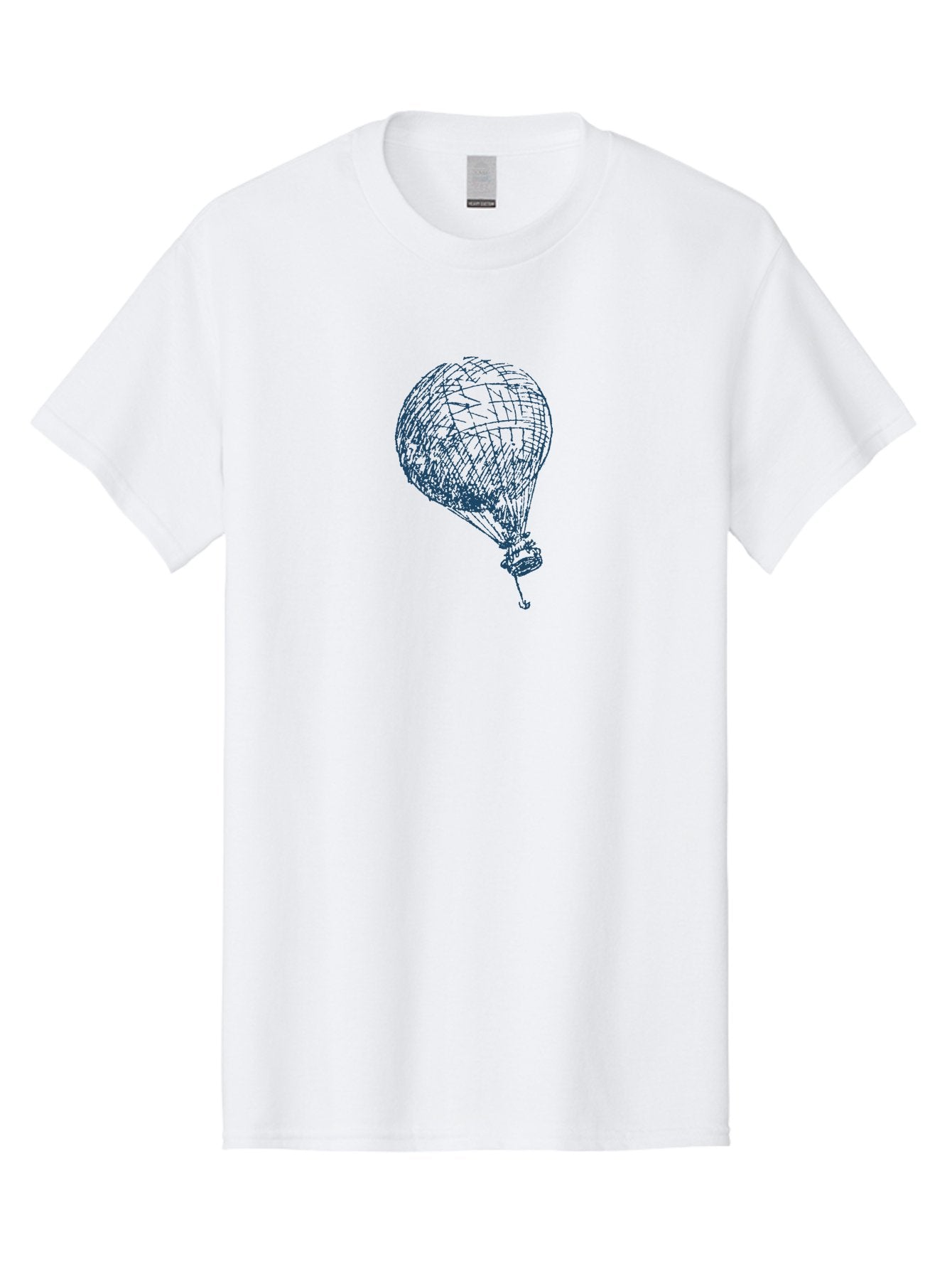 Balloon-Flying Men'S Graphic Tee, 100% Cotton, Comfortable Casual Summer Wear, Machine Washable, Hot Air Balloon, Wireframe Art, Futuristic Design, Blue Neon Lines, 3D Visualization, Abstract Art, Balloon Illustration Aae122 6