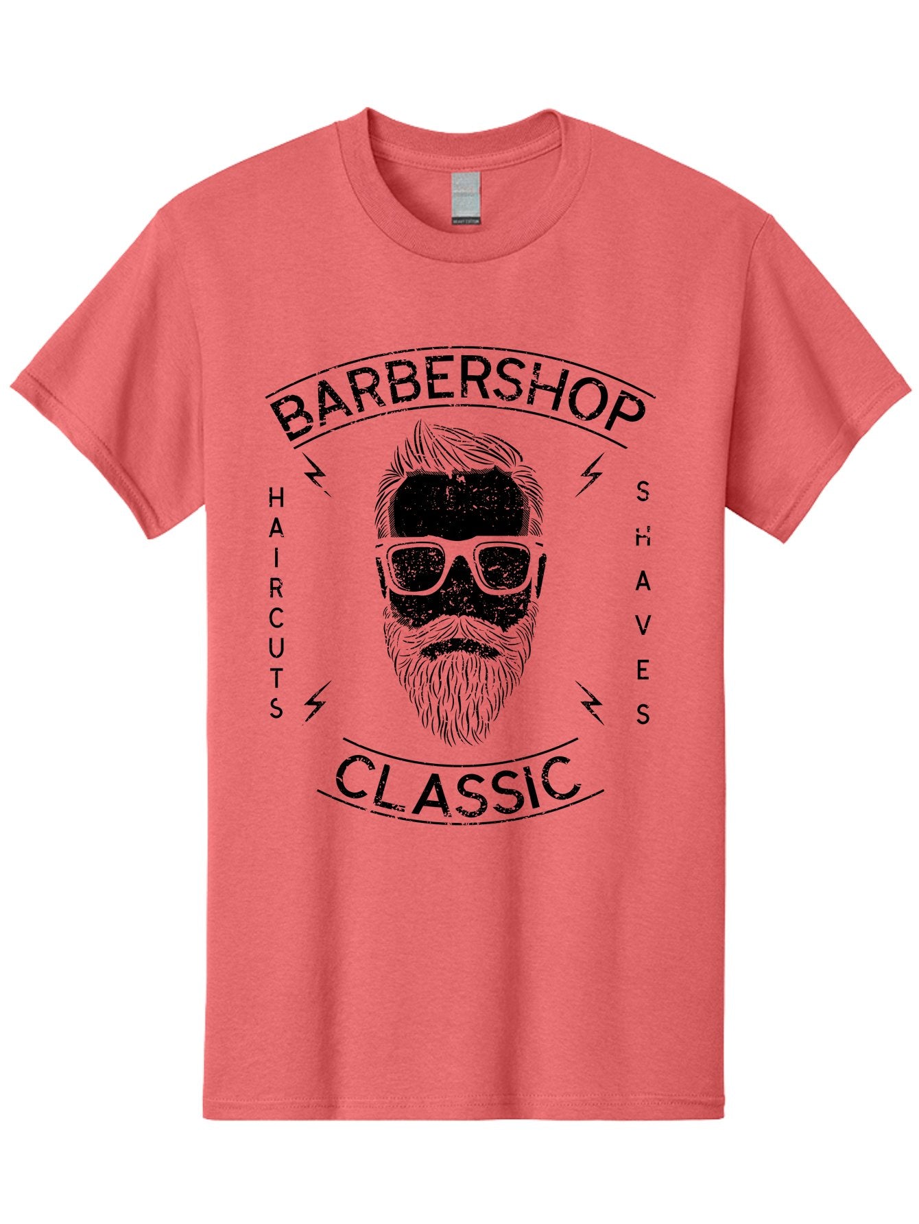 Barber Shop Classic Men'S Graphic Tee, 100% Cotton, Comfortable Casual Summer Wear, Machine Washable, Barber Shop, Classic Style, Men'S Grooming, Haircuts, Shaves, Beards, Sunglasses, Retro Aesthetic, Fashionable Hair, Stylish Beards Aae123