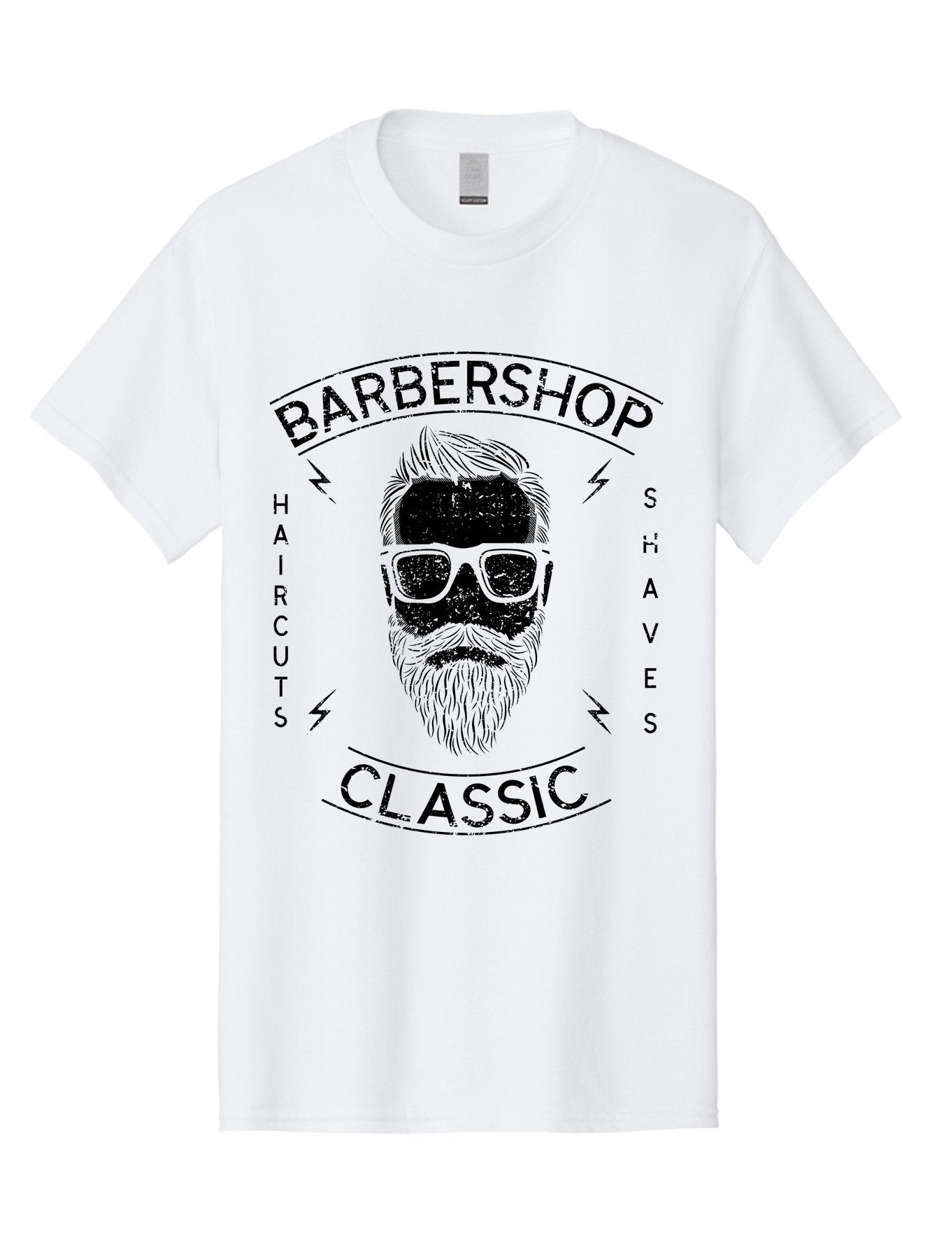 Barber Shop Classic Men'S Graphic Tee, 100% Cotton, Comfortable Casual Summer Wear, Machine Washable, Barber Shop, Classic Style, Men'S Grooming, Haircuts, Shaves, Beards, Sunglasses, Retro Aesthetic, Fashionable Hair, Stylish Beards Aae123