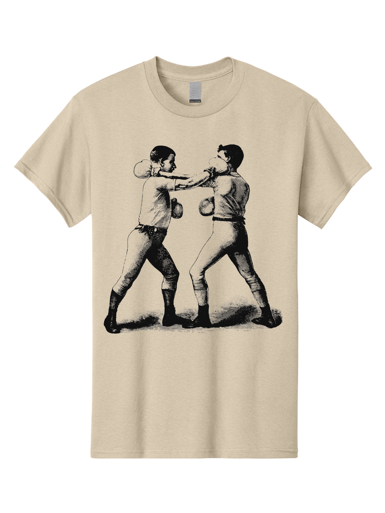 Bareknock Men'S Graphic Tee, 100% Cotton, Comfortable Casual Summer Wear, Machine Washable, Two Boxers Fighting, Boxing Gloves, Pugilistic Stance, Vintage Illustration, Boxing Techniques, Combat Sports, Martial Arts, Athletic Competition, Aae124