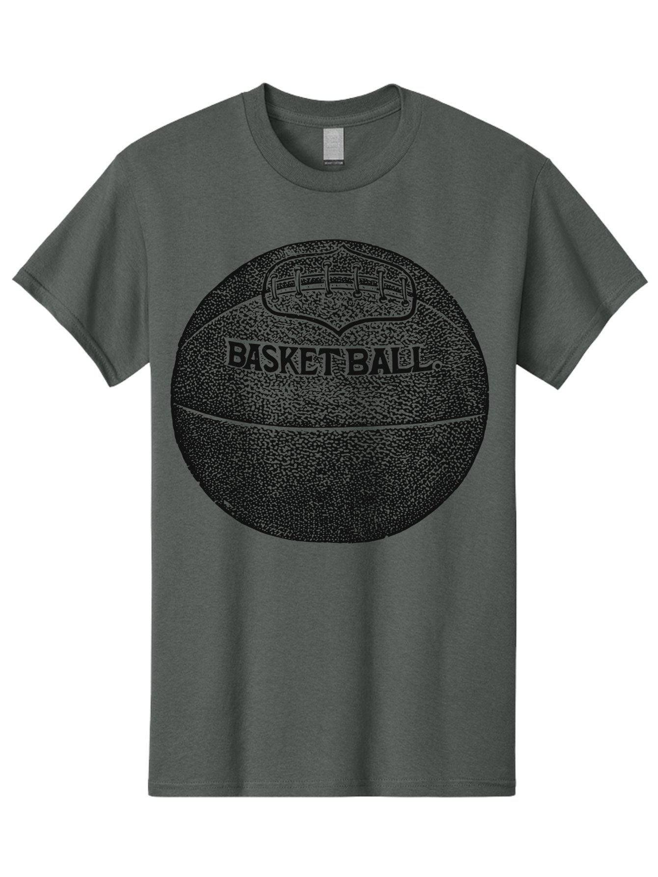 Basket Era Men'S Graphic Tee, 100% Cotton, Comfortable Casual Summer Wear, Machine Washable, Basketball Illustration, Sports Equipment, Black And Green, Textured Ball, Sports Graphic, Court Vision, Basketball Culture, Sports Art Aae128 5