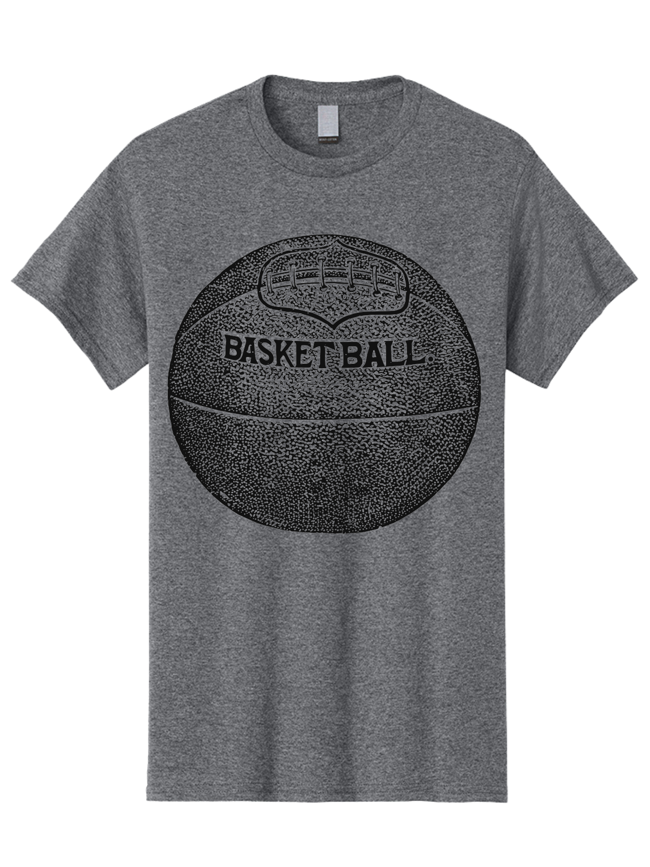 Basket Era Men'S Graphic Tee, 100% Cotton, Comfortable Casual Summer Wear, Machine Washable, Basketball Illustration, Sports Equipment, Black And Green, Textured Ball, Sports Graphic, Court Vision, Basketball Culture, Sports Art Aae128 25