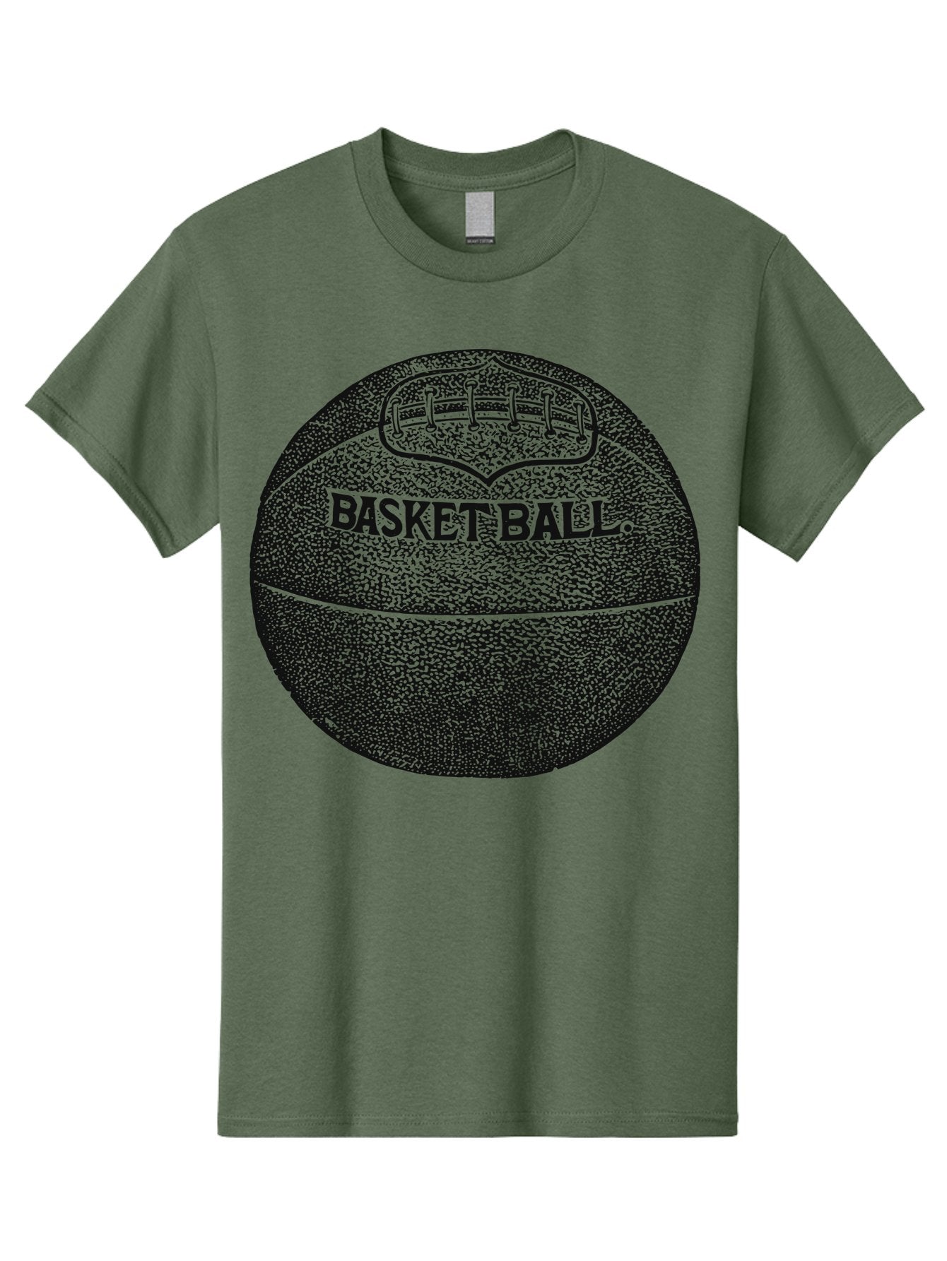 Basket Era Men'S Graphic Tee, 100% Cotton, Comfortable Casual Summer Wear, Machine Washable, Basketball Illustration, Sports Equipment, Black And Green, Textured Ball, Sports Graphic, Court Vision, Basketball Culture, Sports Art Aae128 14