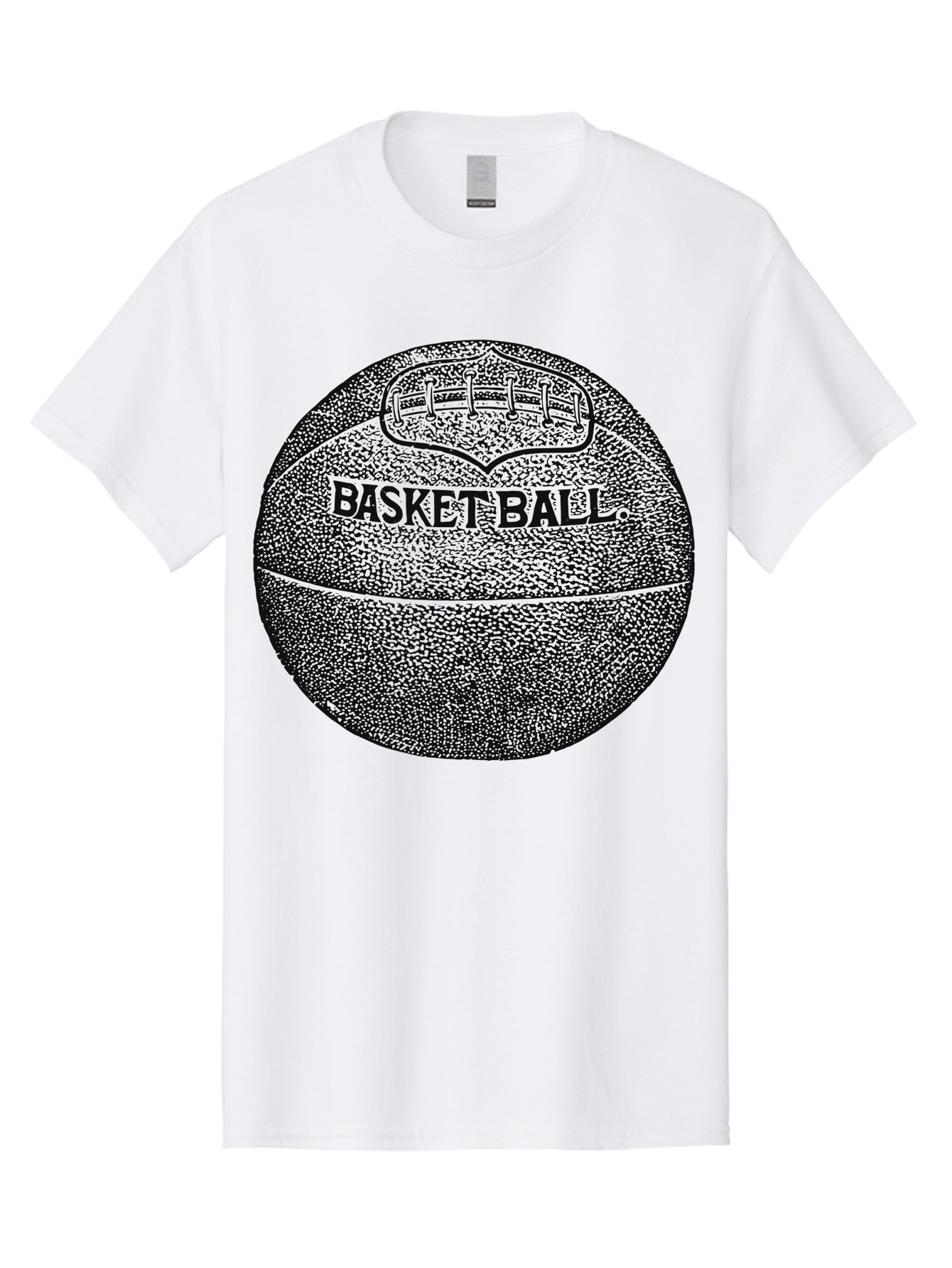 Basket Era Men'S Graphic Tee, 100% Cotton, Comfortable Casual Summer Wear, Machine Washable, Basketball Illustration, Sports Equipment, Black And Green, Textured Ball, Sports Graphic, Court Vision, Basketball Culture, Sports Art Aae128