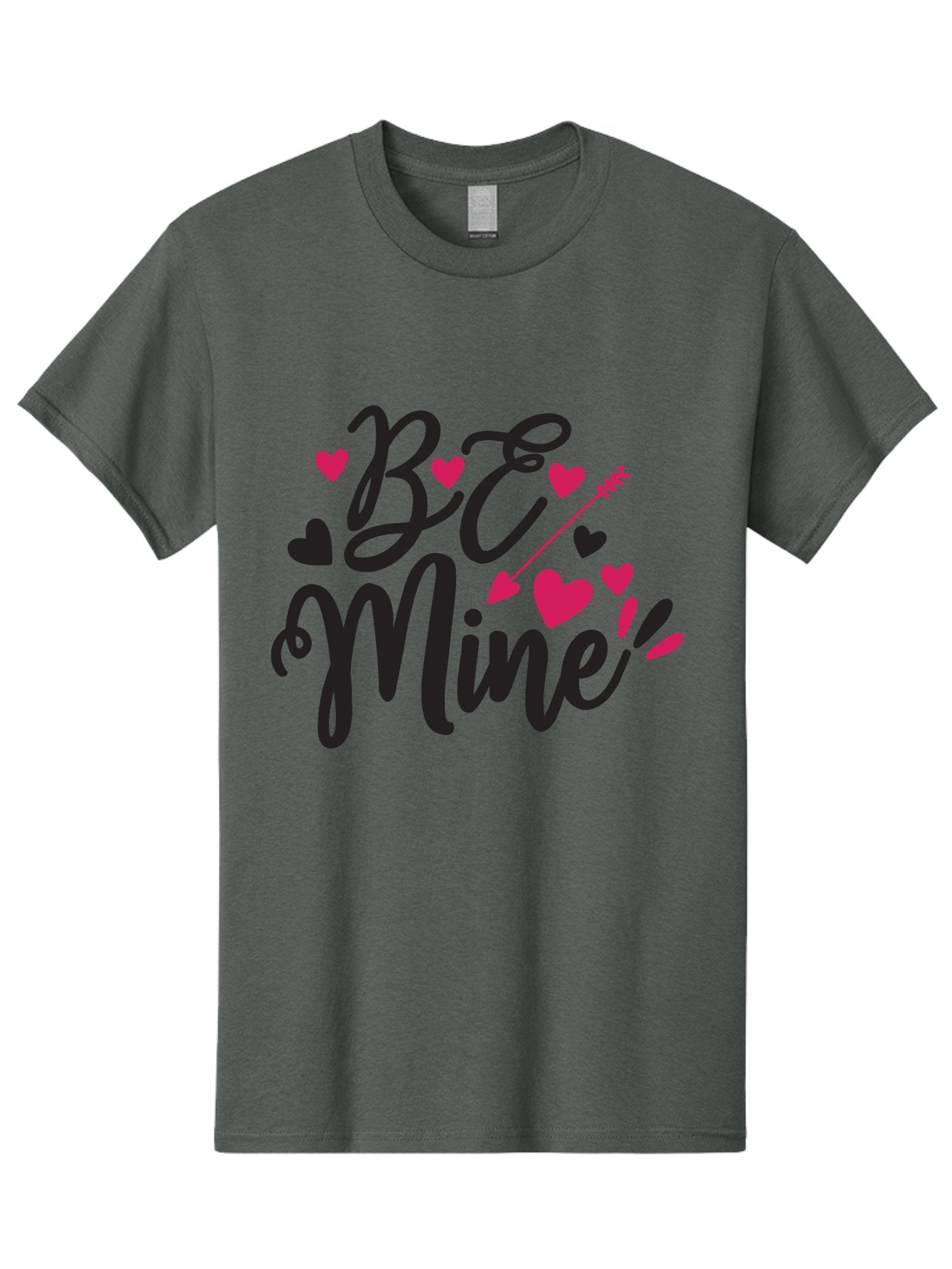 Be Mine Men'S Graphic Tee, 100% Cotton, Comfortable Casual Summer Wear, Machine Washable, Valentines Day, Love Lettering, Heart Symbols, Be Mine Phrase, Romantic Theme, Love Hearts, Arrow Through Heart, Cursive Script Aae130 13