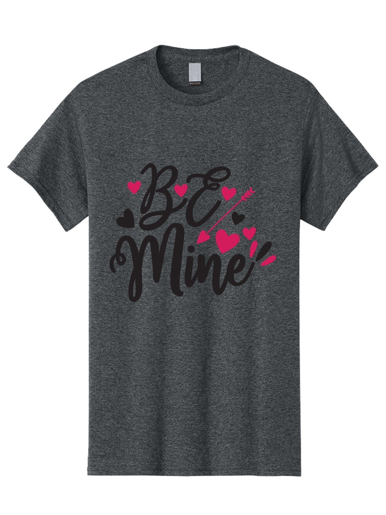 Be Mine Men'S Graphic Tee, 100% Cotton, Comfortable Casual Summer Wear, Machine Washable, Valentines Day, Love Lettering, Heart Symbols, Be Mine Phrase, Romantic Theme, Love Hearts, Arrow Through Heart, Cursive Script Aae130