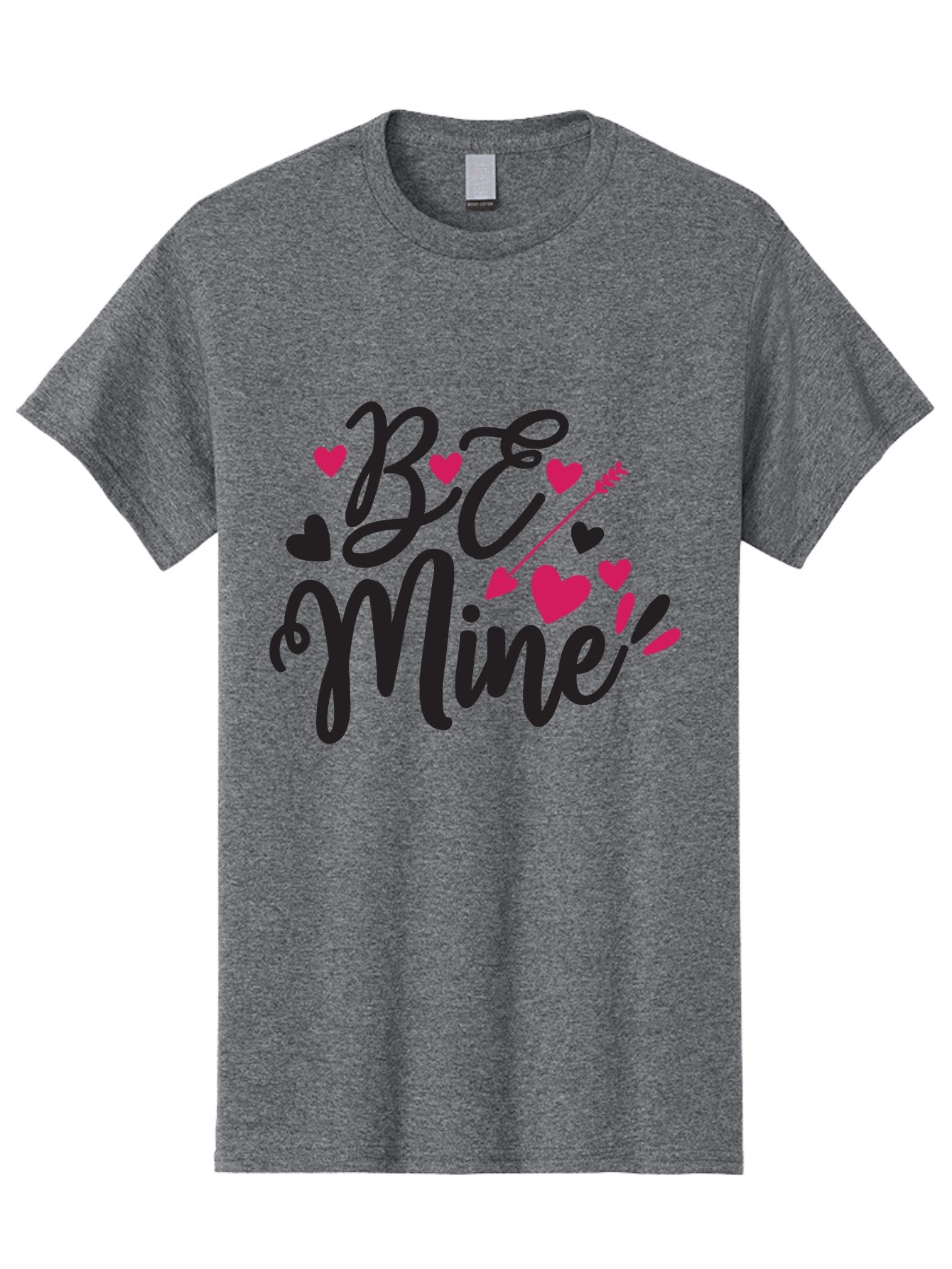 Be Mine Men'S Graphic Tee, 100% Cotton, Comfortable Casual Summer Wear, Machine Washable, Valentines Day, Love Lettering, Heart Symbols, Be Mine Phrase, Romantic Theme, Love Hearts, Arrow Through Heart, Cursive Script Aae130 6
