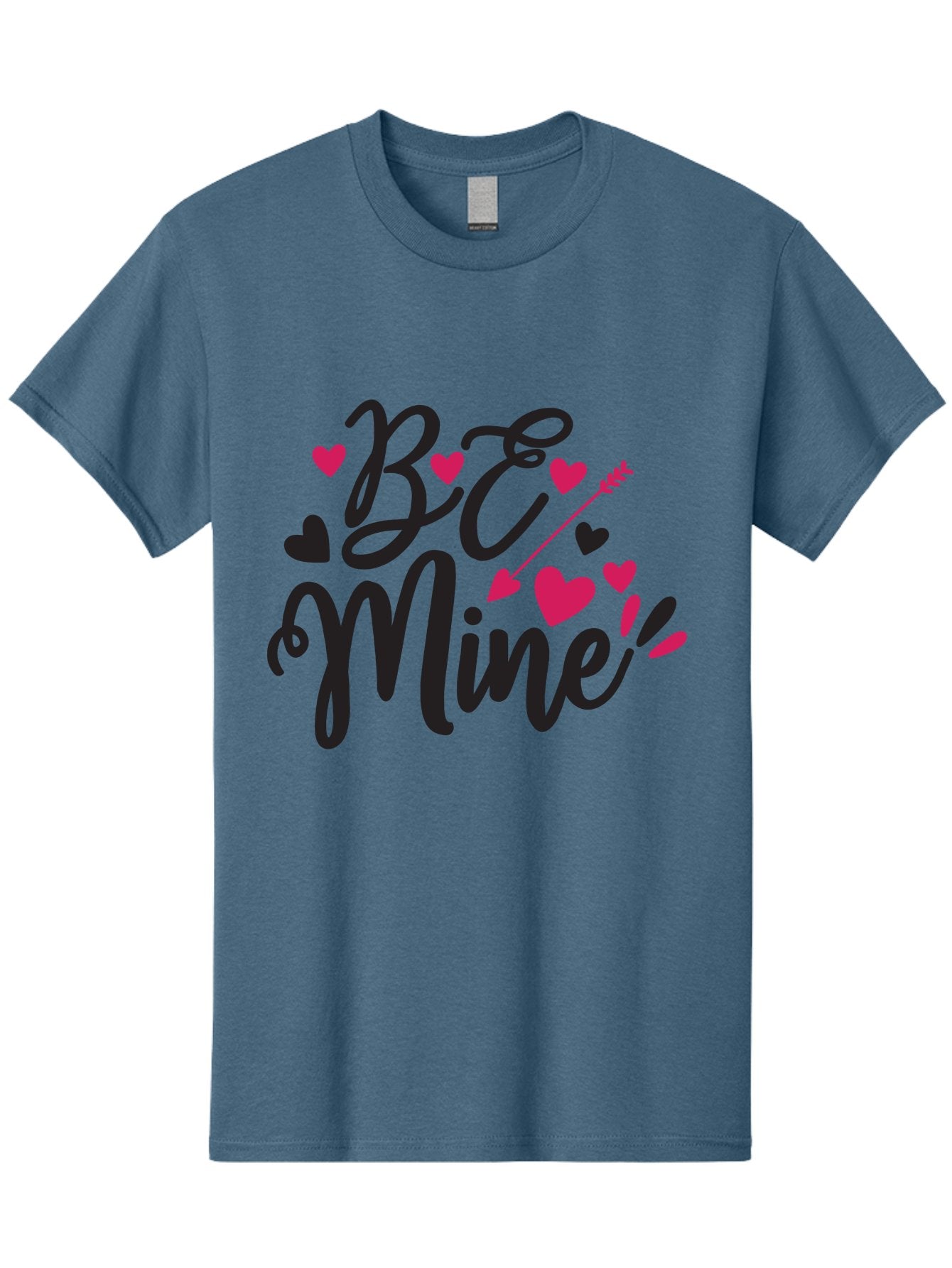 Be Mine Men'S Graphic Tee, 100% Cotton, Comfortable Casual Summer Wear, Machine Washable, Valentines Day, Love Lettering, Heart Symbols, Be Mine Phrase, Romantic Theme, Love Hearts, Arrow Through Heart, Cursive Script Aae130 8