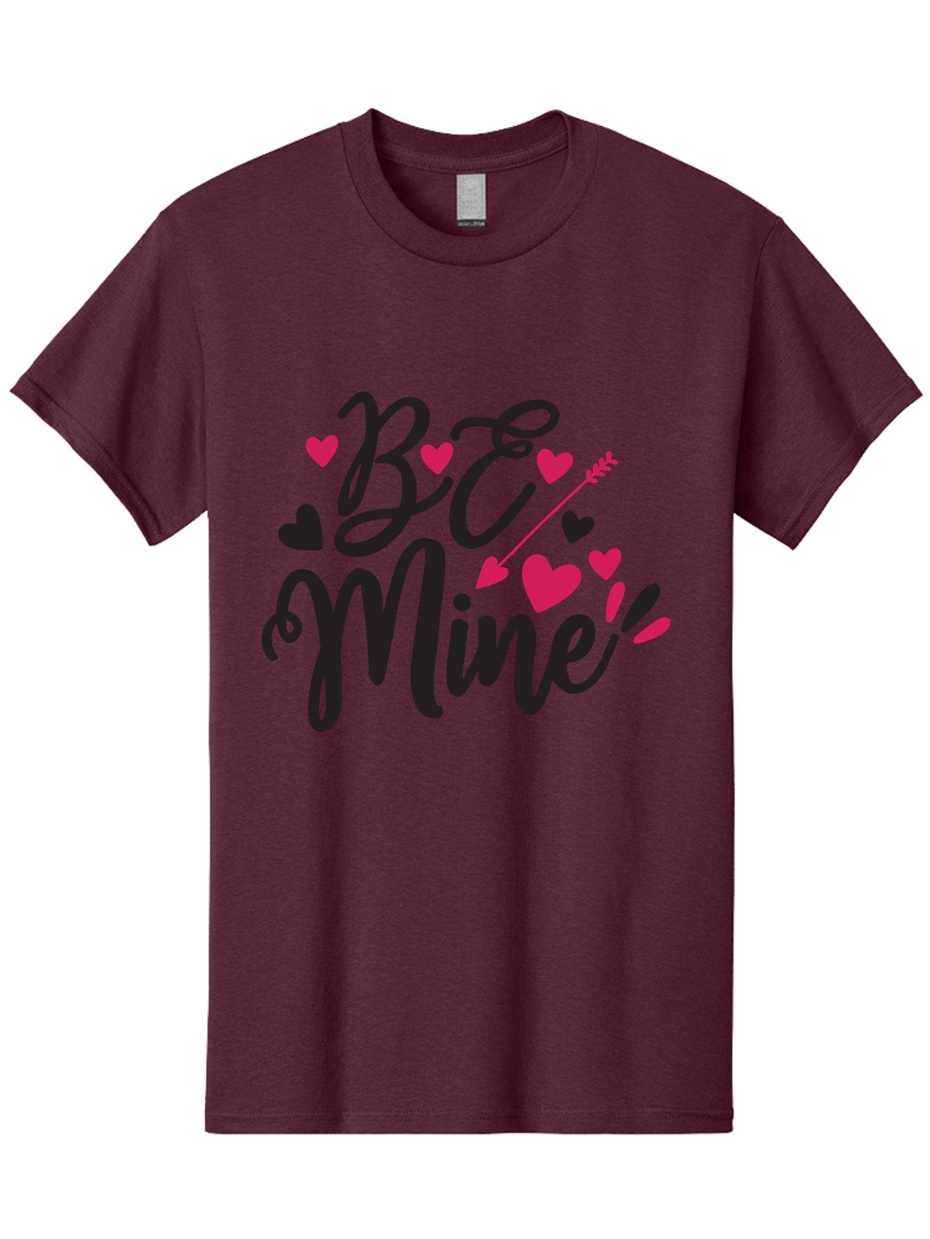 Be Mine Men'S Graphic Tee, 100% Cotton, Comfortable Casual Summer Wear, Machine Washable, Valentines Day, Love Lettering, Heart Symbols, Be Mine Phrase, Romantic Theme, Love Hearts, Arrow Through Heart, Cursive Script Aae130 9