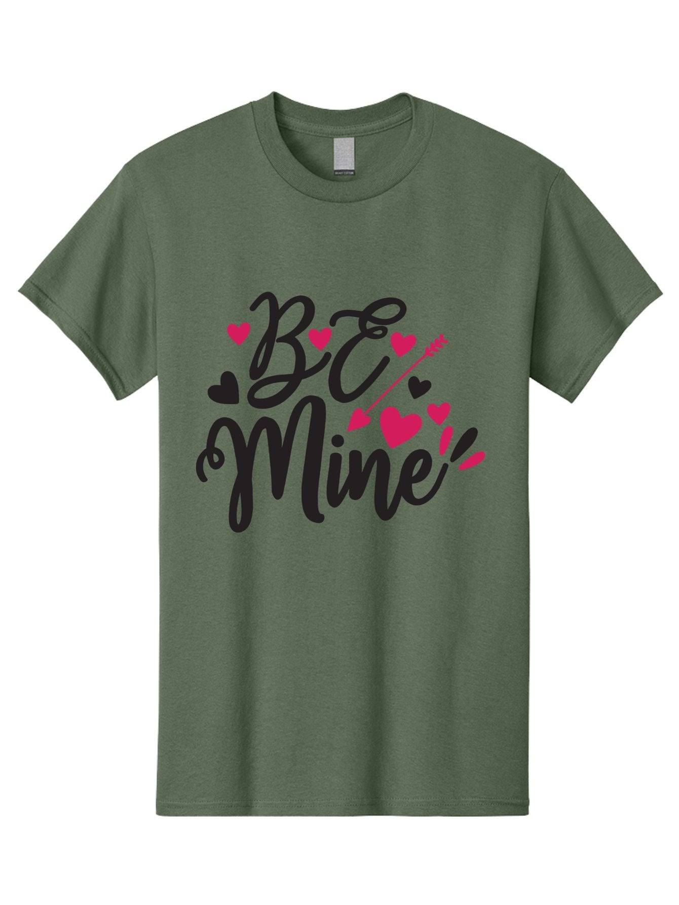 Be Mine Men'S Graphic Tee, 100% Cotton, Comfortable Casual Summer Wear, Machine Washable, Valentines Day, Love Lettering, Heart Symbols, Be Mine Phrase, Romantic Theme, Love Hearts, Arrow Through Heart, Cursive Script Aae130 3