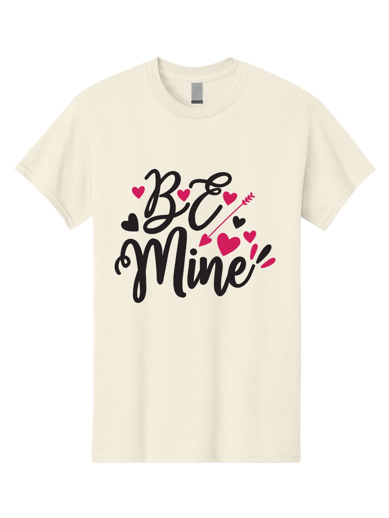 Be Mine Men'S Graphic Tee, 100% Cotton, Comfortable Casual Summer Wear, Machine Washable, Valentines Day, Love Lettering, Heart Symbols, Be Mine Phrase, Romantic Theme, Love Hearts, Arrow Through Heart, Cursive Script Aae130 7