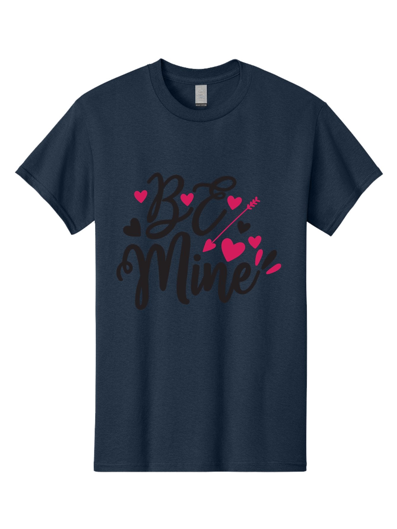 Be Mine Men'S Graphic Tee, 100% Cotton, Comfortable Casual Summer Wear, Machine Washable, Valentines Day, Love Lettering, Heart Symbols, Be Mine Phrase, Romantic Theme, Love Hearts, Arrow Through Heart, Cursive Script Aae130 15