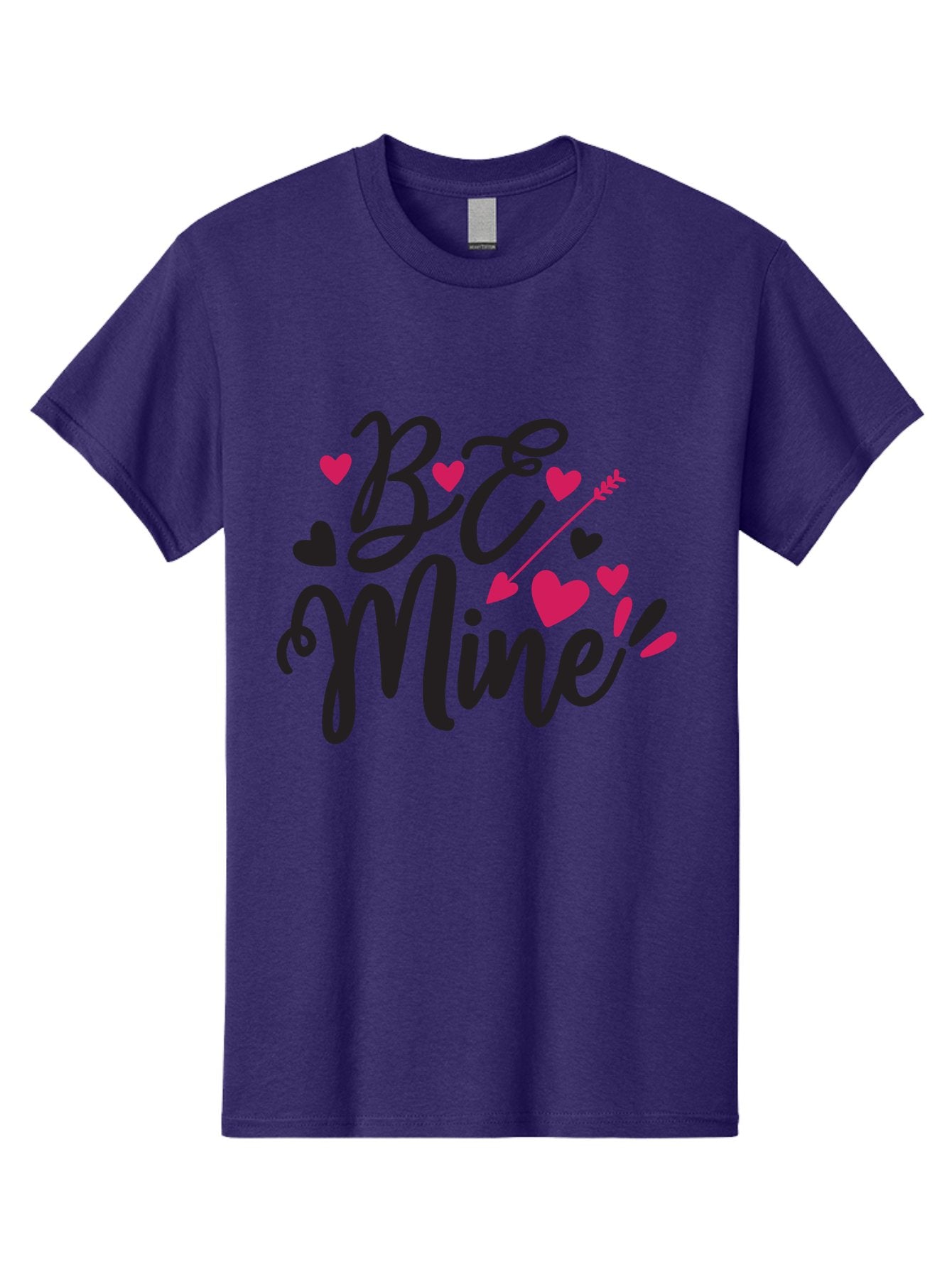 Be Mine Men'S Graphic Tee, 100% Cotton, Comfortable Casual Summer Wear, Machine Washable, Valentines Day, Love Lettering, Heart Symbols, Be Mine Phrase, Romantic Theme, Love Hearts, Arrow Through Heart, Cursive Script Aae130 10