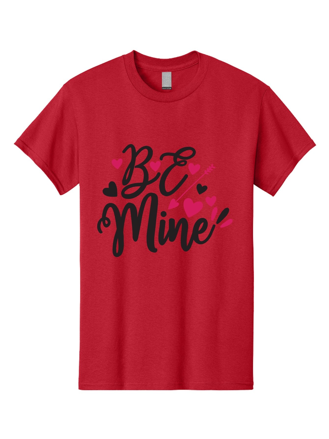 Be Mine Men'S Graphic Tee, 100% Cotton, Comfortable Casual Summer Wear, Machine Washable, Valentines Day, Love Lettering, Heart Symbols, Be Mine Phrase, Romantic Theme, Love Hearts, Arrow Through Heart, Cursive Script Aae130 12