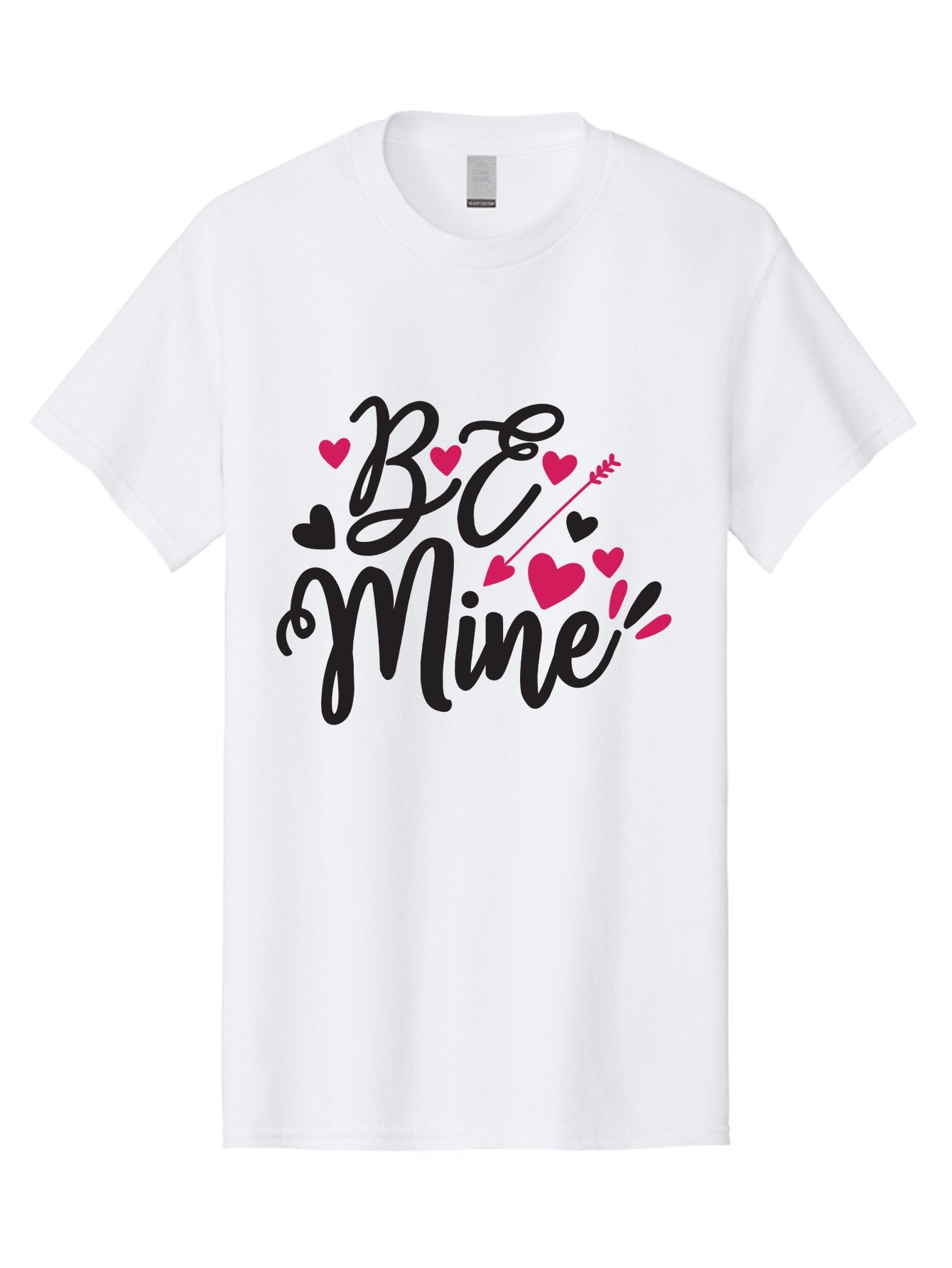Be Mine Men'S Graphic Tee, 100% Cotton, Comfortable Casual Summer Wear, Machine Washable, Valentines Day, Love Lettering, Heart Symbols, Be Mine Phrase, Romantic Theme, Love Hearts, Arrow Through Heart, Cursive Script Aae130 5