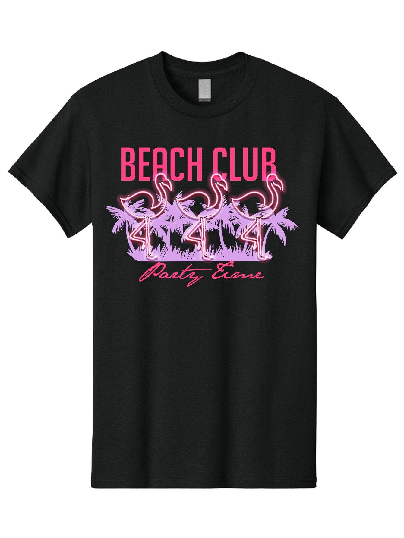 Beach Club Men'S Graphic Tee, 100% Cotton, Comfortable Casual Summer Wear, Machine Washable, Beach Club, Flamingo Design, Tropical Vibes, Neon Pink, Stylish Graphics, Luxury Lifestyle, Party Trends Aae132 11