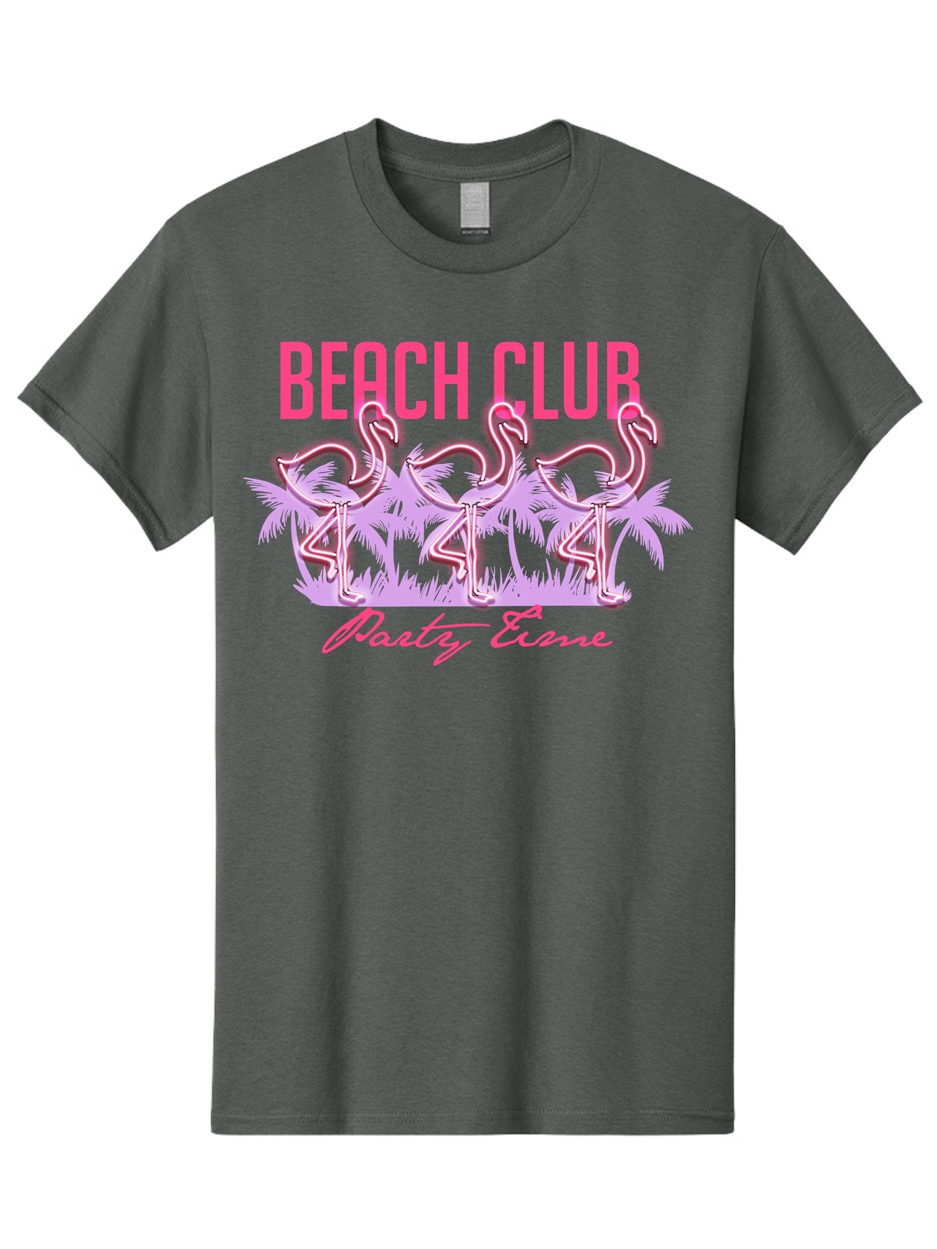 Beach Club Men'S Graphic Tee, 100% Cotton, Comfortable Casual Summer Wear, Machine Washable, Beach Club, Flamingo Design, Tropical Vibes, Neon Pink, Stylish Graphics, Luxury Lifestyle, Party Trends Aae132 15