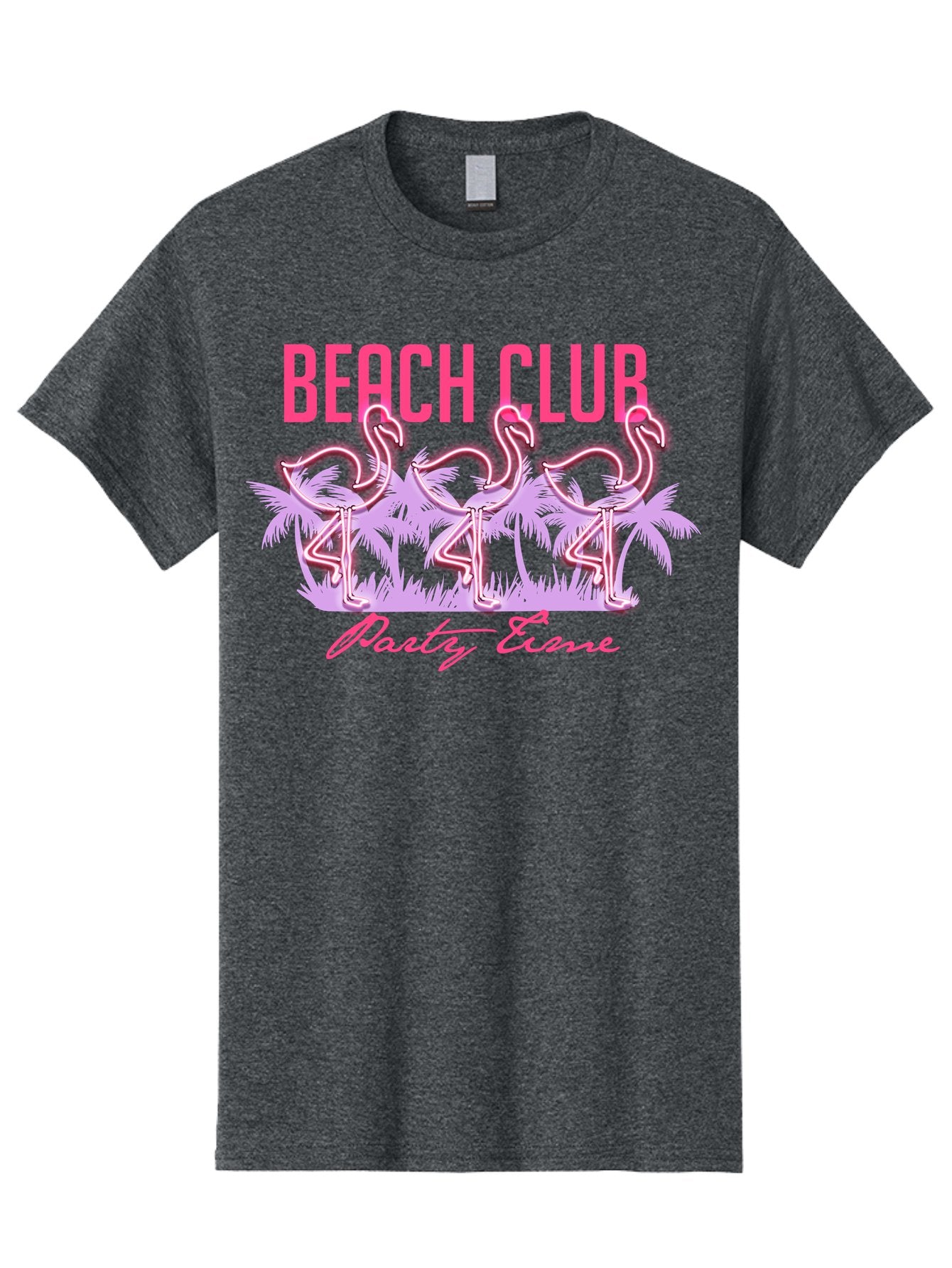 Beach Club Men'S Graphic Tee, 100% Cotton, Comfortable Casual Summer Wear, Machine Washable, Beach Club, Flamingo Design, Tropical Vibes, Neon Pink, Stylish Graphics, Luxury Lifestyle, Party Trends Aae132 6