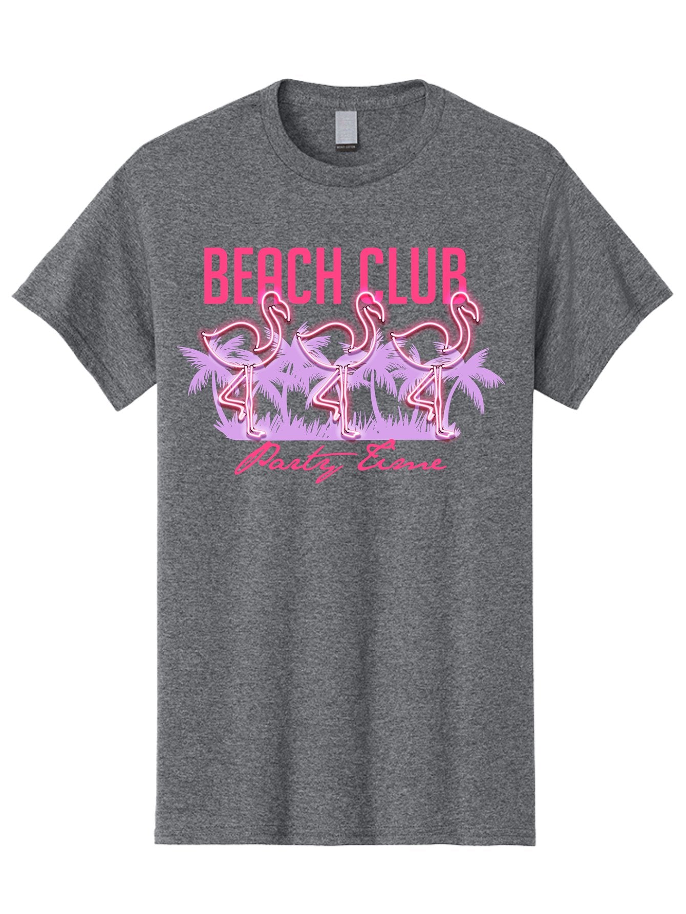 Beach Club Men'S Graphic Tee, 100% Cotton, Comfortable Casual Summer Wear, Machine Washable, Beach Club, Flamingo Design, Tropical Vibes, Neon Pink, Stylish Graphics, Luxury Lifestyle, Party Trends Aae132 5