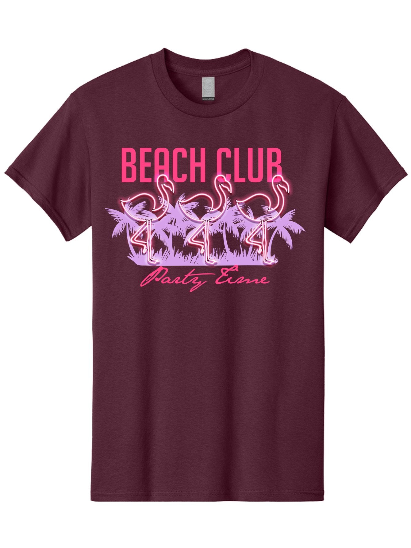 Beach Club Men'S Graphic Tee, 100% Cotton, Comfortable Casual Summer Wear, Machine Washable, Beach Club, Flamingo Design, Tropical Vibes, Neon Pink, Stylish Graphics, Luxury Lifestyle, Party Trends Aae132 8