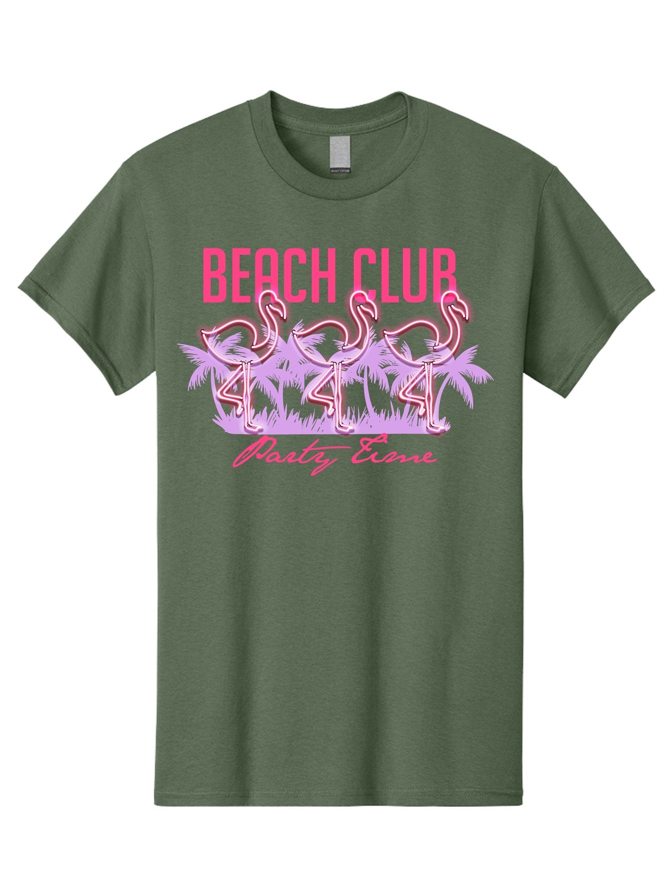 Beach Club Men'S Graphic Tee, 100% Cotton, Comfortable Casual Summer Wear, Machine Washable, Beach Club, Flamingo Design, Tropical Vibes, Neon Pink, Stylish Graphics, Luxury Lifestyle, Party Trends Aae132 12