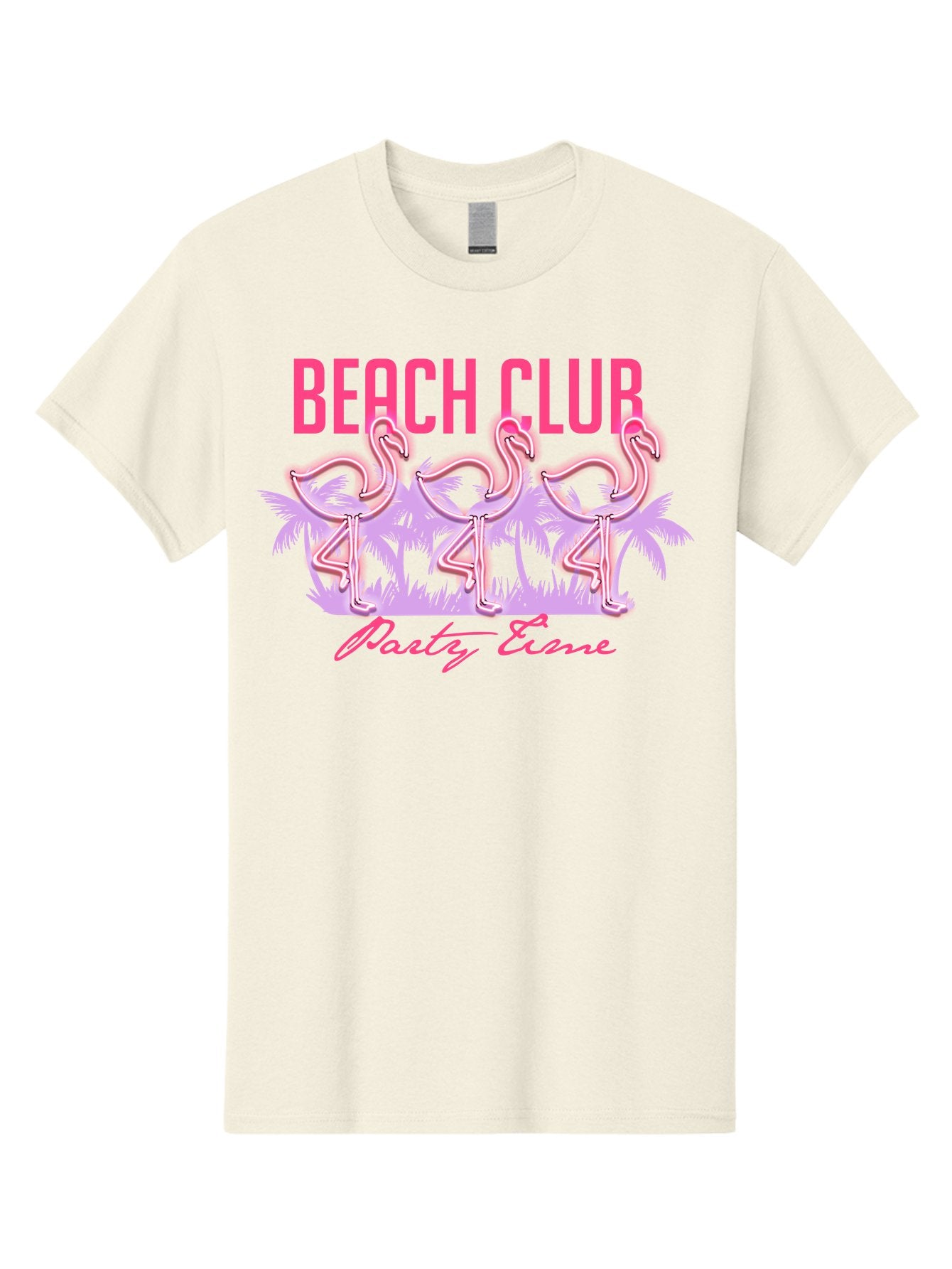 Beach Club Men'S Graphic Tee, 100% Cotton, Comfortable Casual Summer Wear, Machine Washable, Beach Club, Flamingo Design, Tropical Vibes, Neon Pink, Stylish Graphics, Luxury Lifestyle, Party Trends Aae132 14