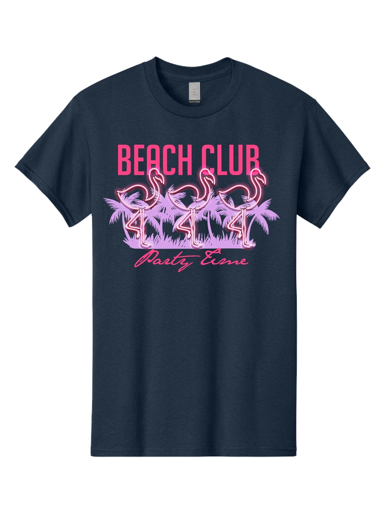 Beach Club Men'S Graphic Tee, 100% Cotton, Comfortable Casual Summer Wear, Machine Washable, Beach Club, Flamingo Design, Tropical Vibes, Neon Pink, Stylish Graphics, Luxury Lifestyle, Party Trends Aae132 10