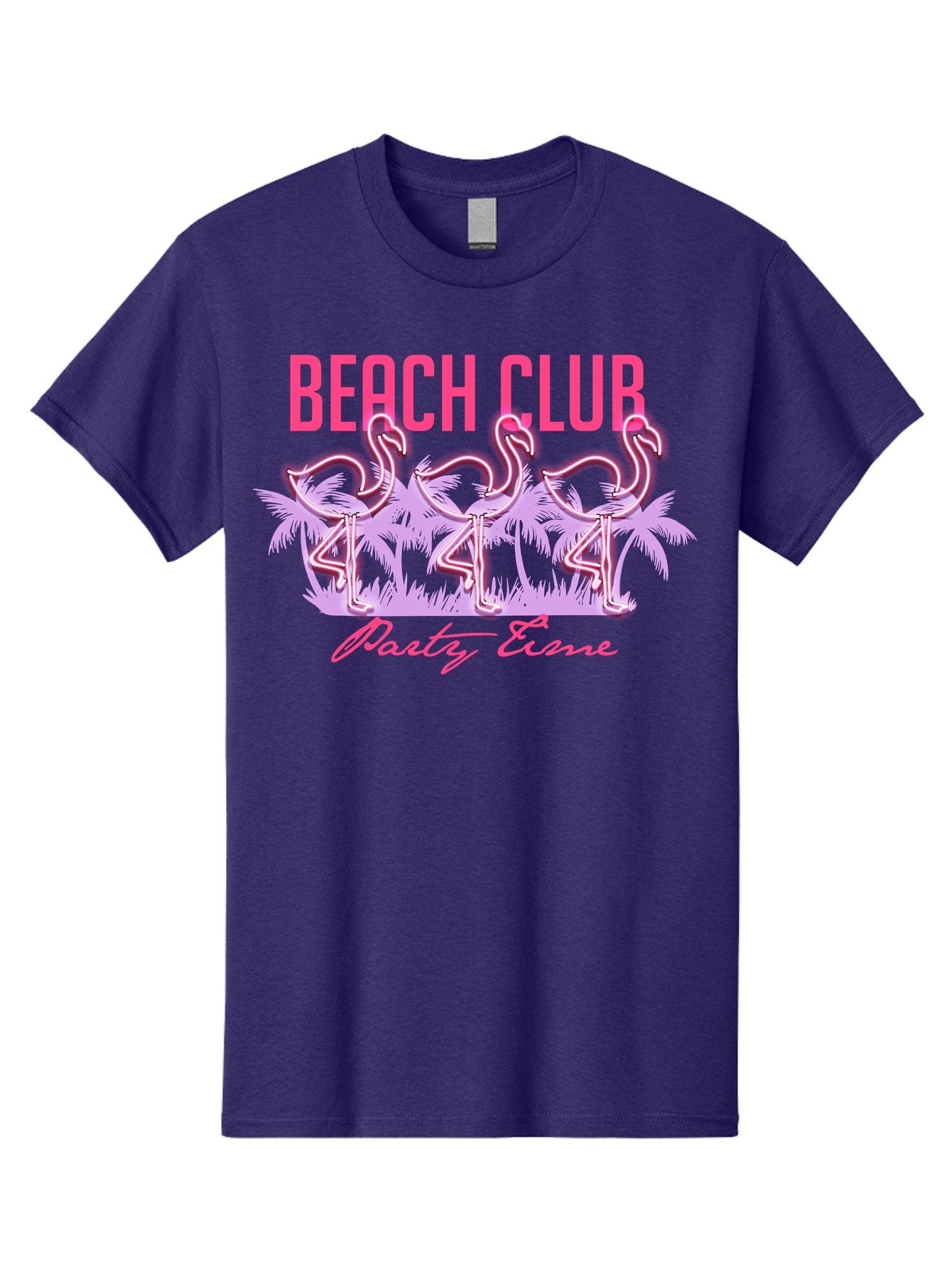 Beach Club Men'S Graphic Tee, 100% Cotton, Comfortable Casual Summer Wear, Machine Washable, Beach Club, Flamingo Design, Tropical Vibes, Neon Pink, Stylish Graphics, Luxury Lifestyle, Party Trends Aae132 7