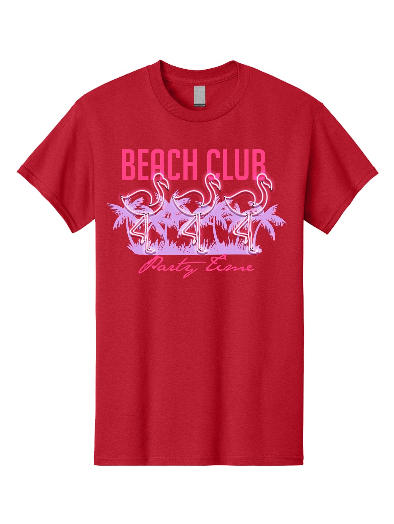 Beach Club Men'S Graphic Tee, 100% Cotton, Comfortable Casual Summer Wear, Machine Washable, Beach Club, Flamingo Design, Tropical Vibes, Neon Pink, Stylish Graphics, Luxury Lifestyle, Party Trends Aae132 13