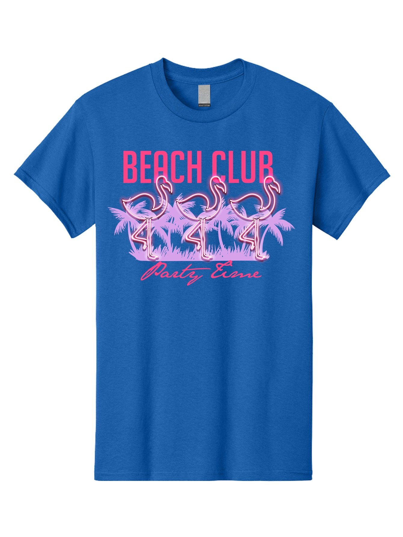 Beach Club Men'S Graphic Tee, 100% Cotton, Comfortable Casual Summer Wear, Machine Washable, Beach Club, Flamingo Design, Tropical Vibes, Neon Pink, Stylish Graphics, Luxury Lifestyle, Party Trends Aae132 9