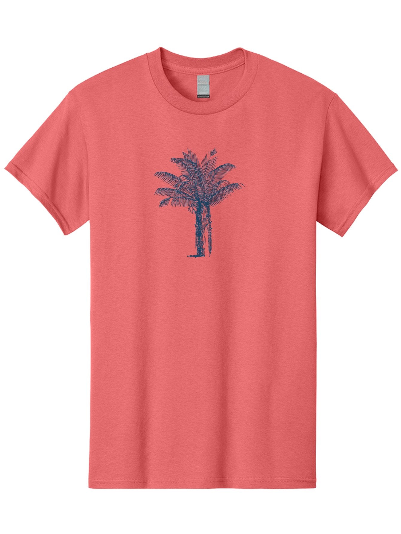 Beachside Palm Men'S Graphic Tee, 100% Cotton, Comfortable Casual Summer Wear, Machine Washable, Palm Tree Illustration, Tropical Tree, Exotic Foliage, Blue Illustration, Palm Fronds, Serene Landscape, Graphic Design Element, Stylized Palm Aae133 4