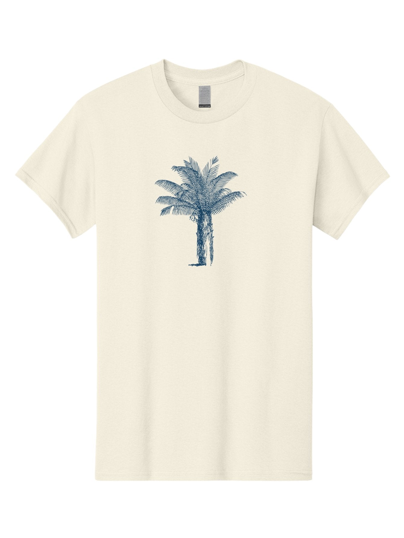 Beachside Palm Men'S Graphic Tee, 100% Cotton, Comfortable Casual Summer Wear, Machine Washable, Palm Tree Illustration, Tropical Tree, Exotic Foliage, Blue Illustration, Palm Fronds, Serene Landscape, Graphic Design Element, Stylized Palm Aae133 11