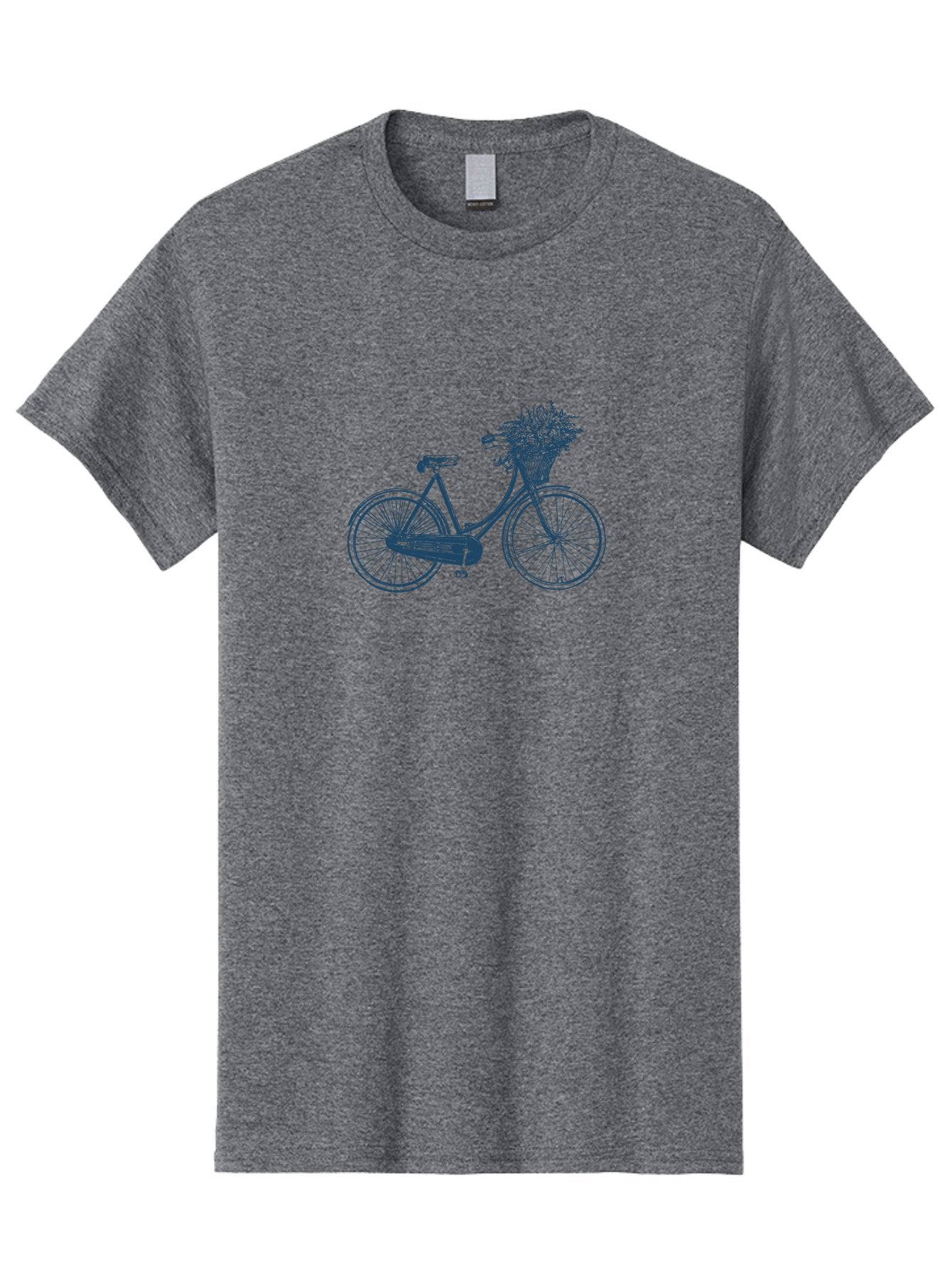 Bike-With-Flowers Men'S Graphic Tee, 100% Cotton, Comfortable Casual Summer Wear, Machine Washable, Vintage Bicycle, Floral Basket, Eco-Friendly Transportation, Sustainable Living, Outdoorsy Feel, Leisurely Ride, Cycling Culture, Aae139 3