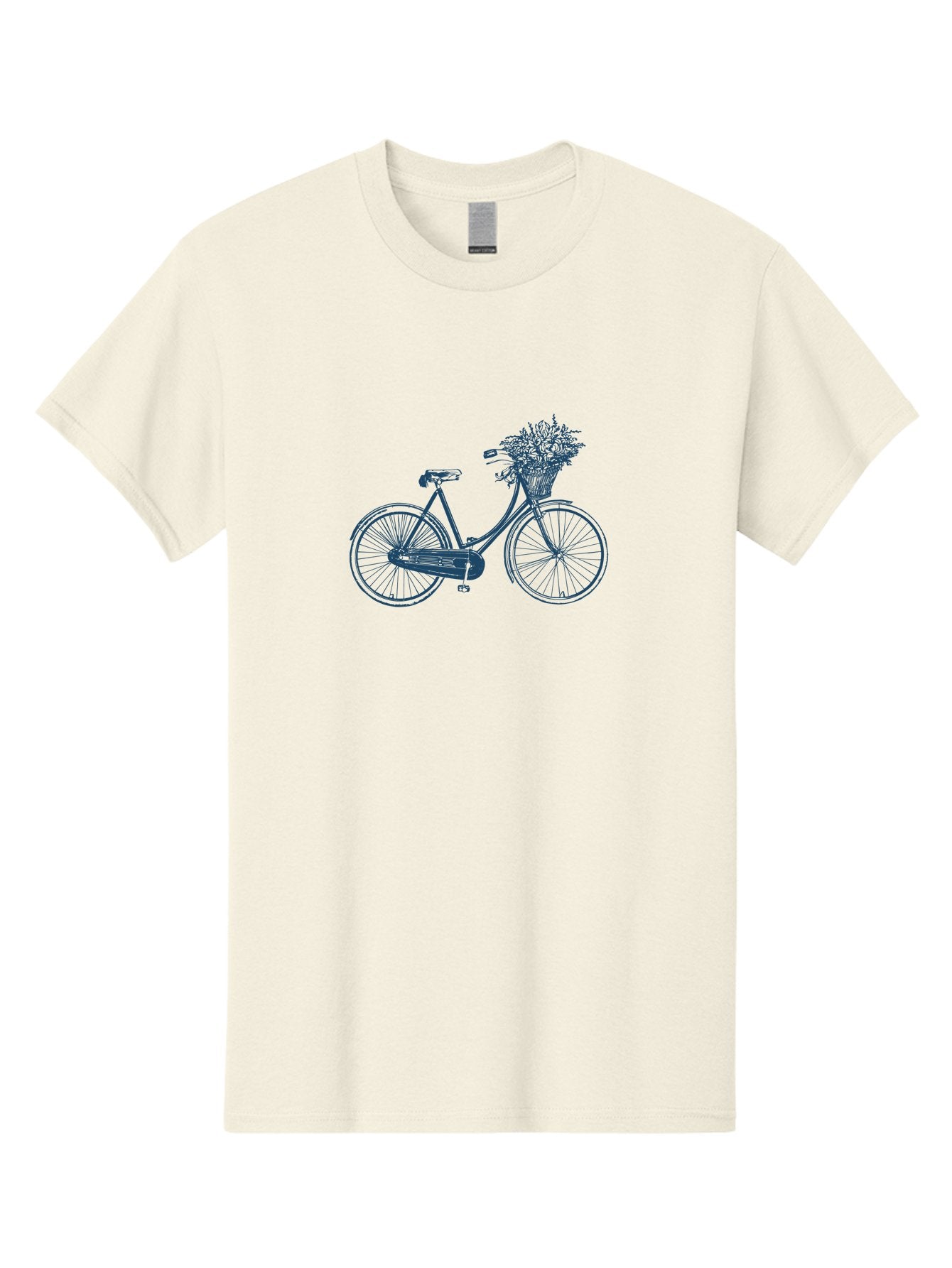 Bike-With-Flowers Men'S Graphic Tee, 100% Cotton, Comfortable Casual Summer Wear, Machine Washable, Vintage Bicycle, Floral Basket, Eco-Friendly Transportation, Sustainable Living, Outdoorsy Feel, Leisurely Ride, Cycling Culture, Aae139 4