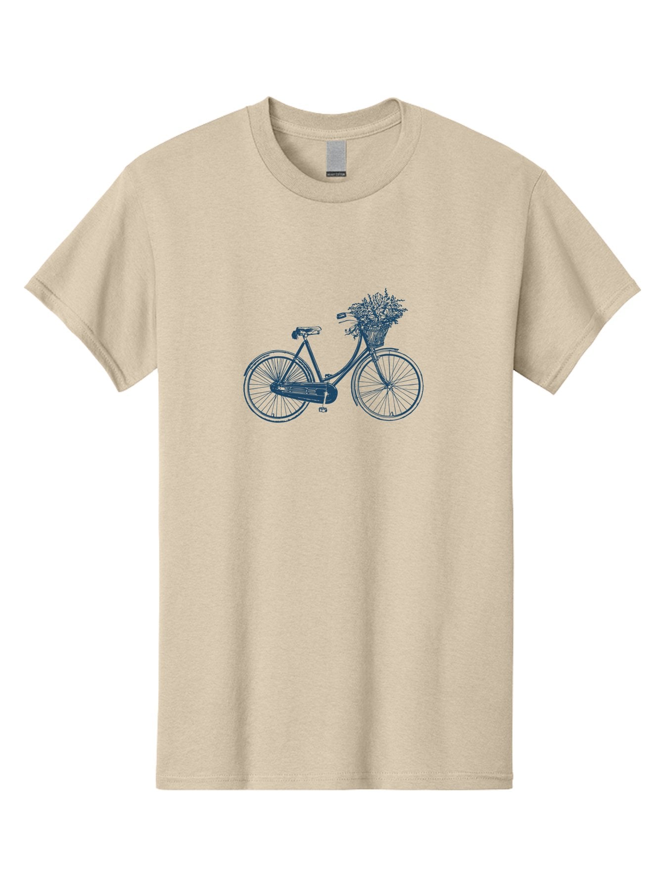 Bike-With-Flowers Men'S Graphic Tee, 100% Cotton, Comfortable Casual Summer Wear, Machine Washable, Vintage Bicycle, Floral Basket, Eco-Friendly Transportation, Sustainable Living, Outdoorsy Feel, Leisurely Ride, Cycling Culture, Aae139 15