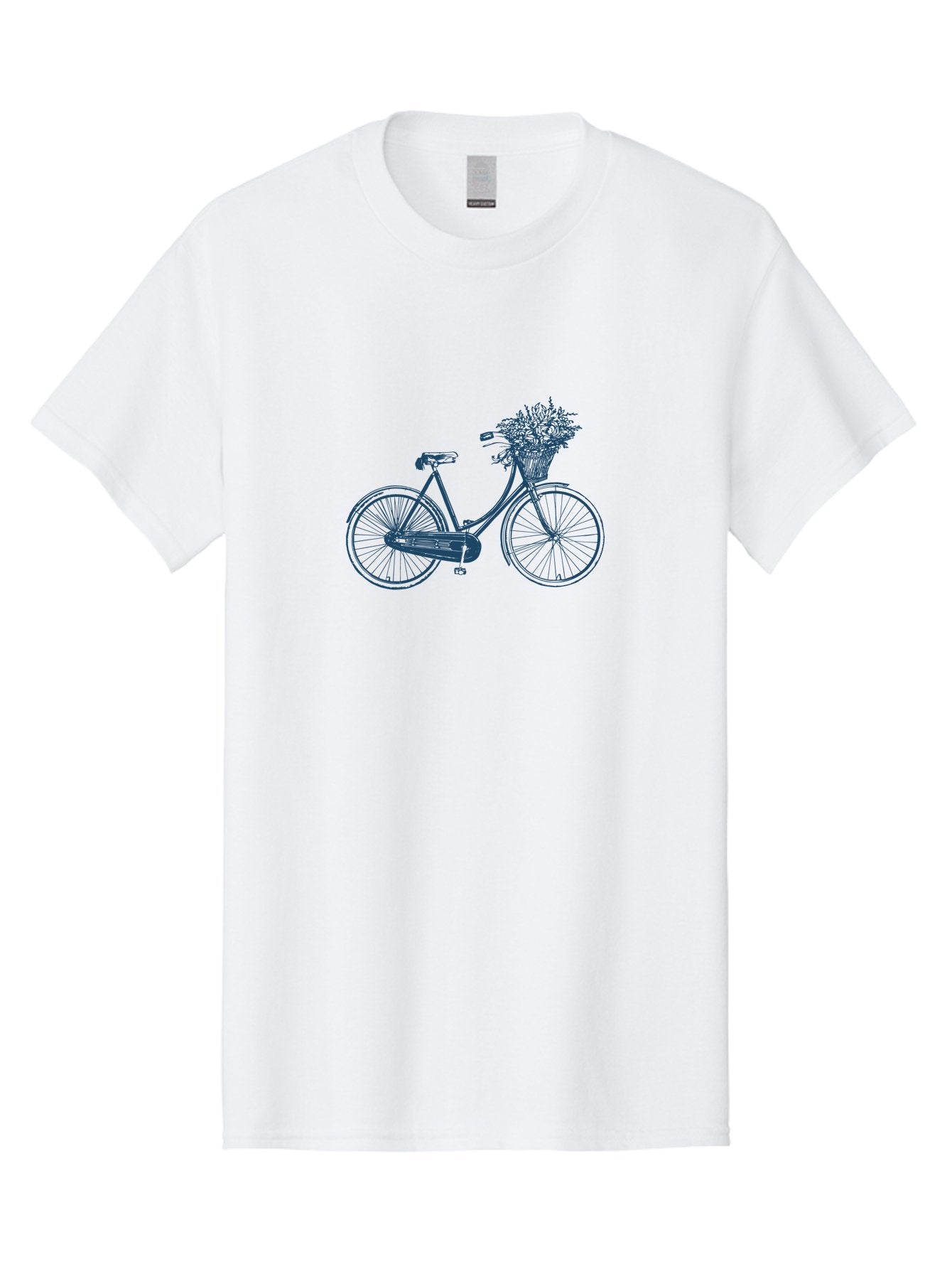 Bike-With-Flowers Men'S Graphic Tee, 100% Cotton, Comfortable Casual Summer Wear, Machine Washable, Vintage Bicycle, Floral Basket, Eco-Friendly Transportation, Sustainable Living, Outdoorsy Feel, Leisurely Ride, Cycling Culture, Aae139