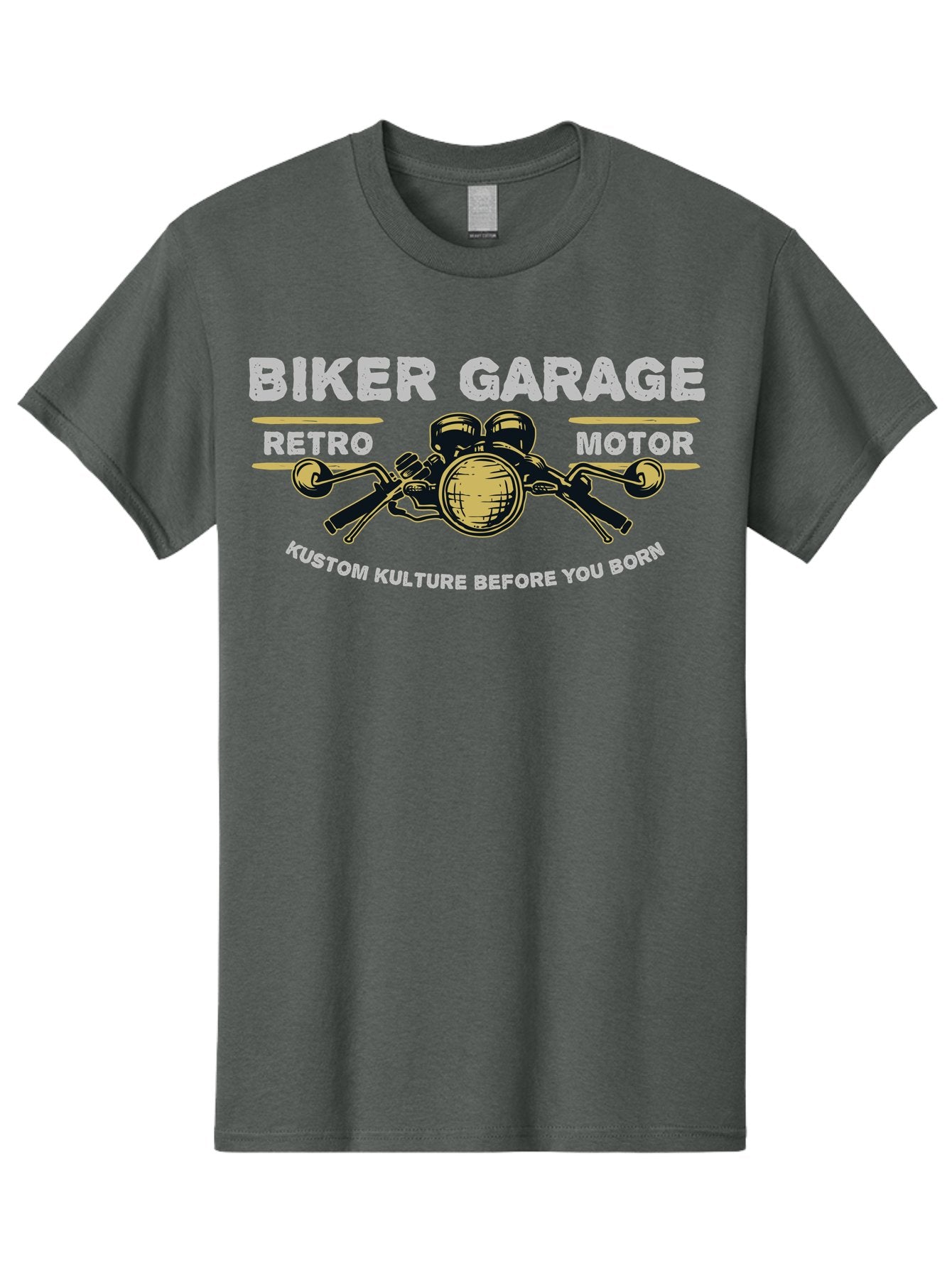 Biker Garage Men'S Graphic Tee, 100% Cotton, Comfortable Casual Summer Wear, Machine Washable, Vintage Motorcycle Illustration, Biker Culture, Retro Motorbike Design, Kustom Kulture, Biker Garage, Motorcycle Enthusiasts, Custom Bike Art Aae141 14