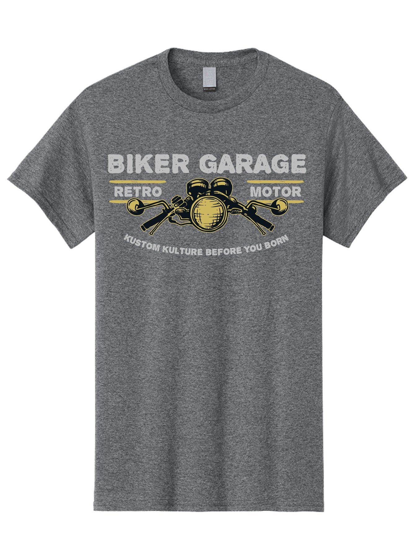 Biker Garage Men'S Graphic Tee, 100% Cotton, Comfortable Casual Summer Wear, Machine Washable, Vintage Motorcycle Illustration, Biker Culture, Retro Motorbike Design, Kustom Kulture, Biker Garage, Motorcycle Enthusiasts, Custom Bike Art Aae141 5