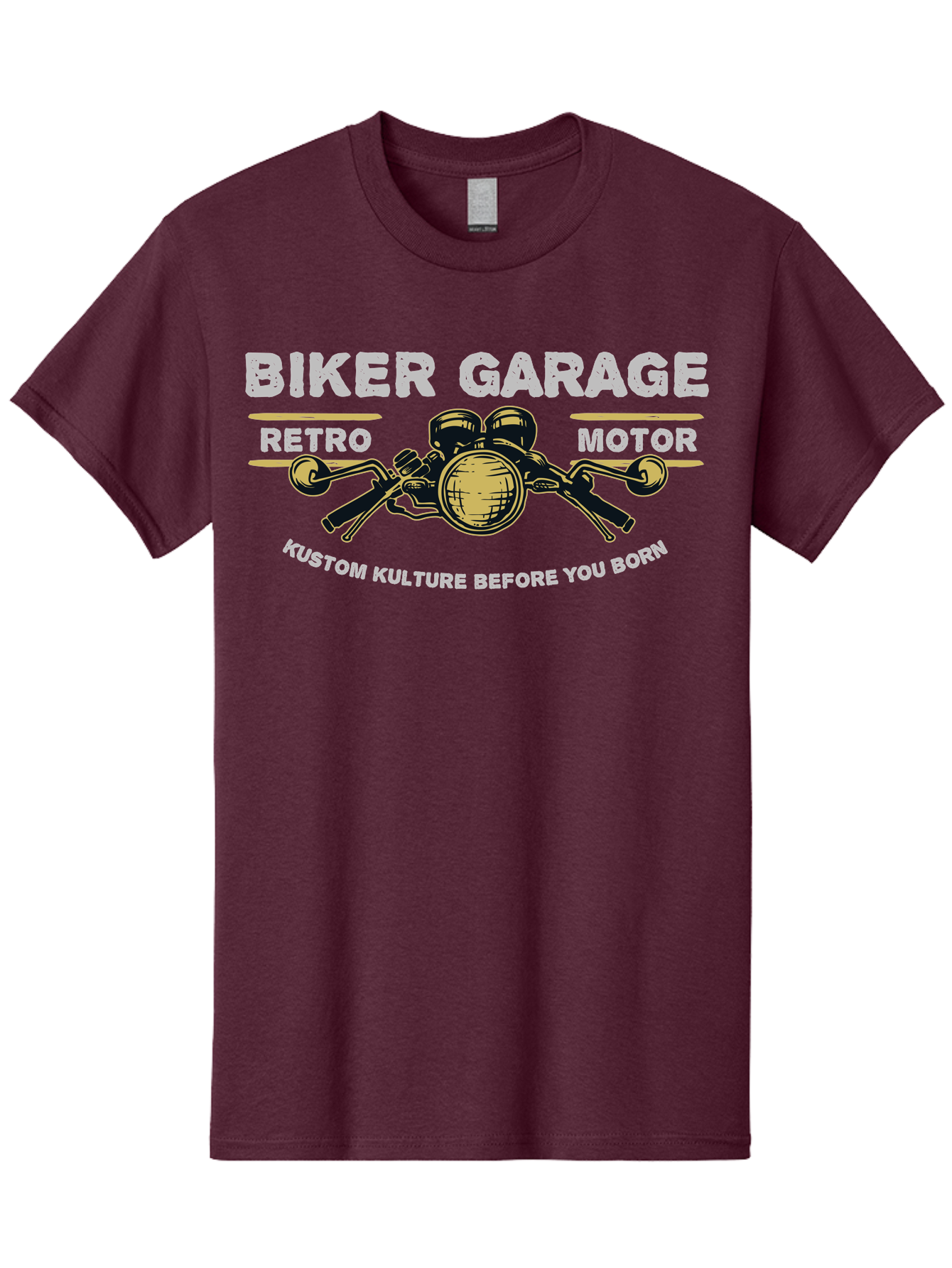 Biker Garage Men'S Graphic Tee, 100% Cotton, Comfortable Casual Summer Wear, Machine Washable, Vintage Motorcycle Illustration, Biker Culture, Retro Motorbike Design, Kustom Kulture, Biker Garage, Motorcycle Enthusiasts, Custom Bike Art Aae141