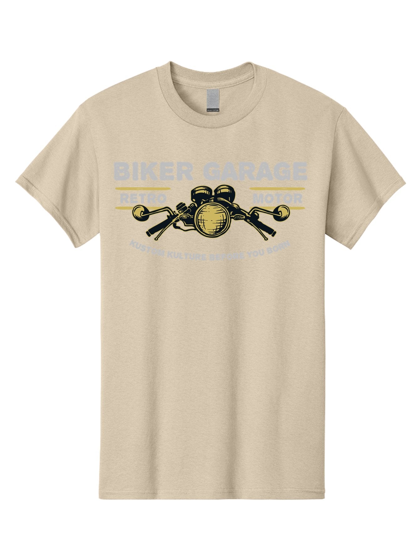 Biker Garage Men'S Graphic Tee, 100% Cotton, Comfortable Casual Summer Wear, Machine Washable, Vintage Motorcycle Illustration, Biker Culture, Retro Motorbike Design, Kustom Kulture, Biker Garage, Motorcycle Enthusiasts, Custom Bike Art Aae141 8