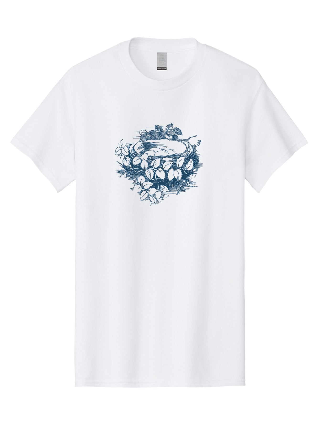 Bird Nest Men'S Graphic Tee, 100% Cotton, Comfortable Casual Summer Wear, Machine Washable, Bird'S Nest, Leaves, Branches, Black Illustration, Artistic Design, Foliage, Twigs, Serene, Natural Scene, Simple Art, Line Drawing, Minimalist Style, Aae142 10