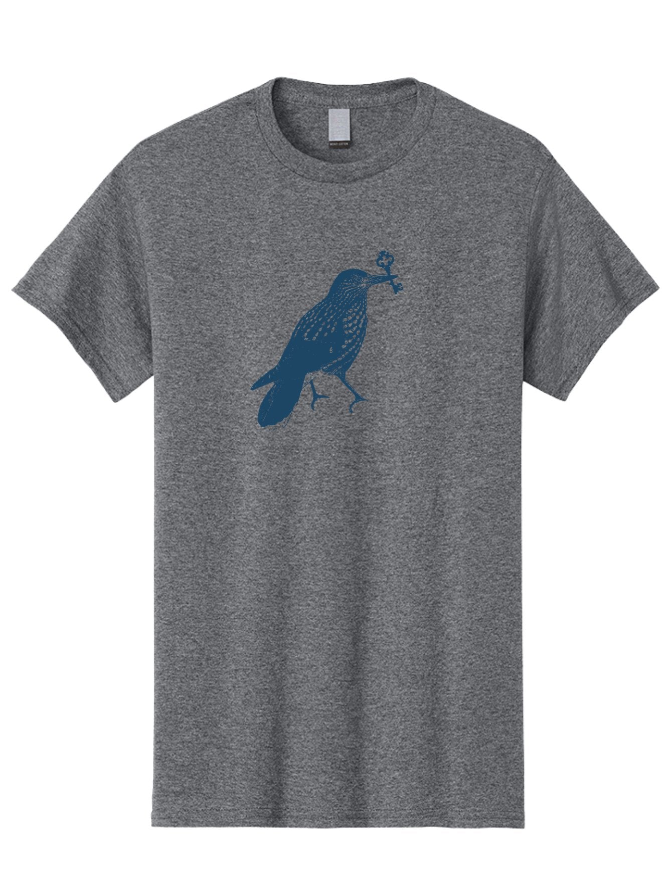Bird-With-Key 2 Men'S Graphic Tee, 100% Cotton, Comfortable Casual Summer Wear, Machine Washable, Bluebird Holding Key, Bird Silhouette, Symbolic Bird, Mysterious Key, Spotted Bird, Avian Art, Esoteric Symbol, Ornate Key Aae144 7