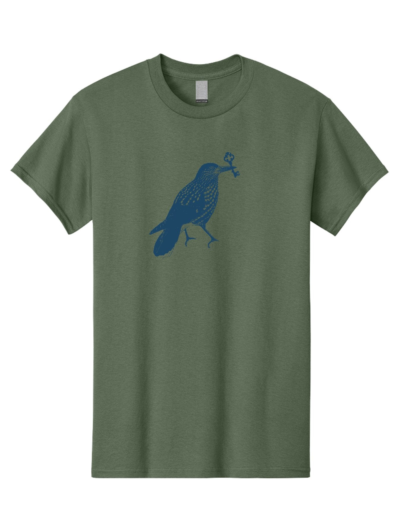 Bird-With-Key 2 Men'S Graphic Tee, 100% Cotton, Comfortable Casual Summer Wear, Machine Washable, Bluebird Holding Key, Bird Silhouette, Symbolic Bird, Mysterious Key, Spotted Bird, Avian Art, Esoteric Symbol, Ornate Key Aae144