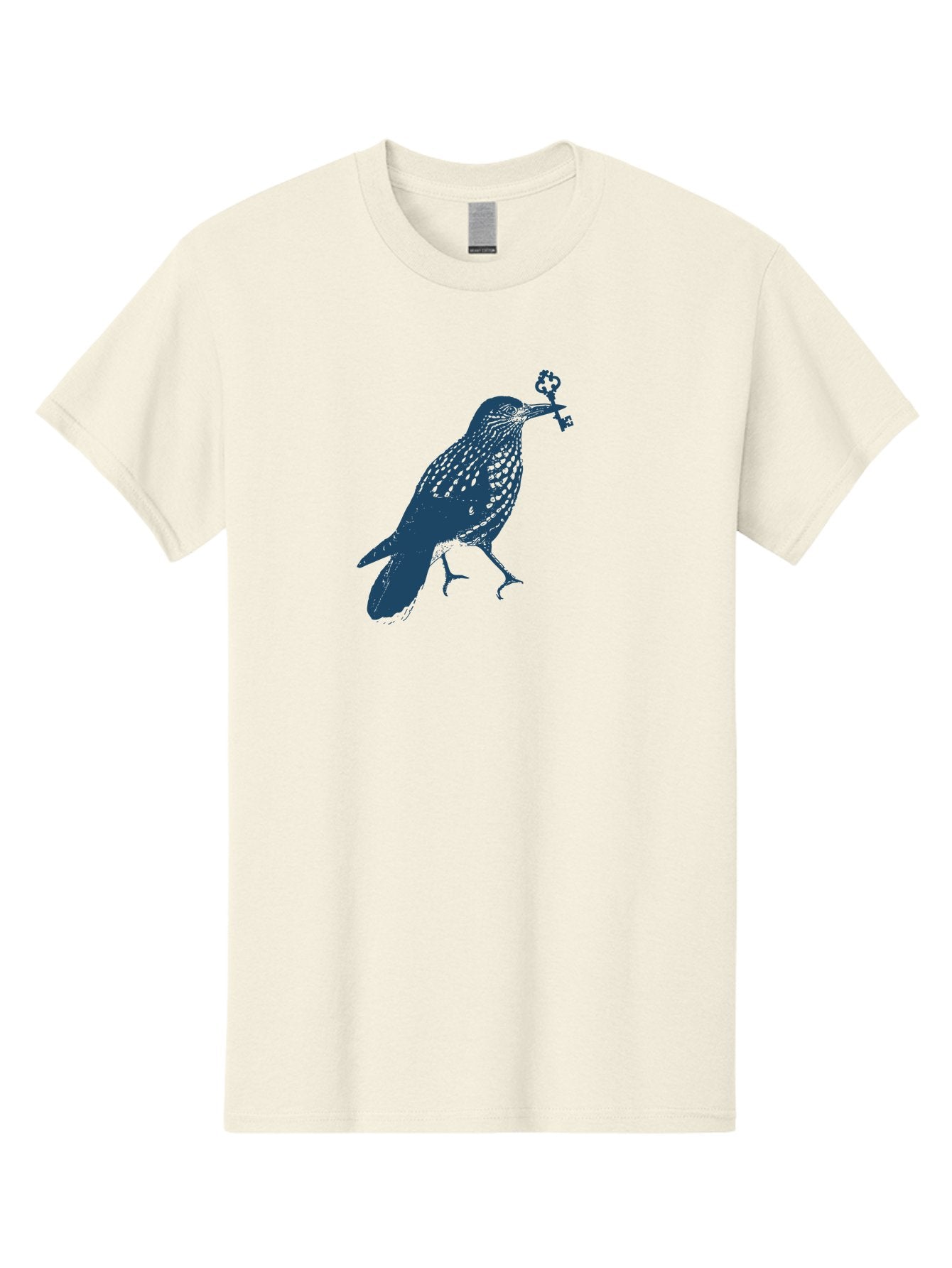 Bird-With-Key 2 Men'S Graphic Tee, 100% Cotton, Comfortable Casual Summer Wear, Machine Washable, Bluebird Holding Key, Bird Silhouette, Symbolic Bird, Mysterious Key, Spotted Bird, Avian Art, Esoteric Symbol, Ornate Key Aae144 9