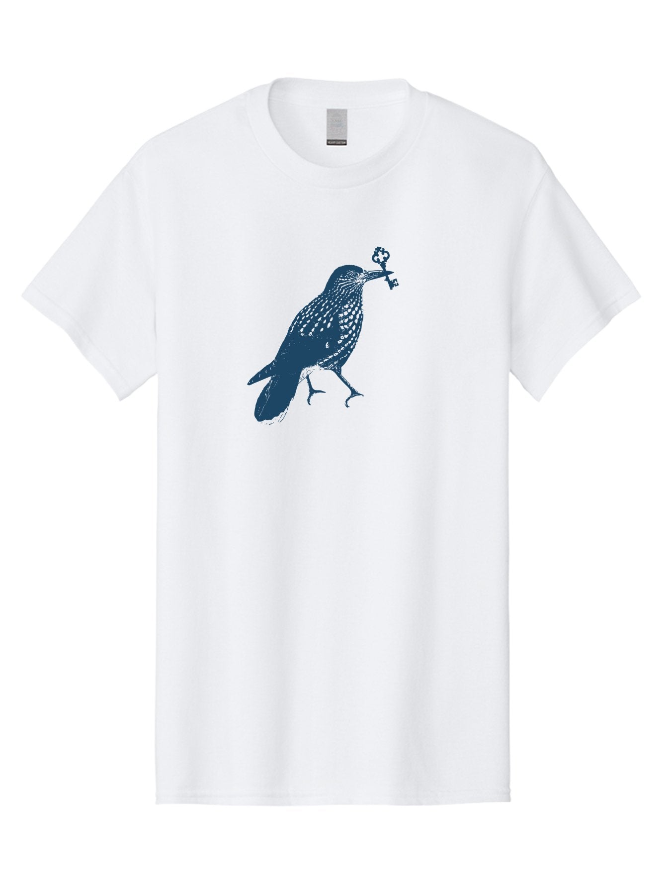 Bird-With-Key 2 Men'S Graphic Tee, 100% Cotton, Comfortable Casual Summer Wear, Machine Washable, Bluebird Holding Key, Bird Silhouette, Symbolic Bird, Mysterious Key, Spotted Bird, Avian Art, Esoteric Symbol, Ornate Key Aae144 13
