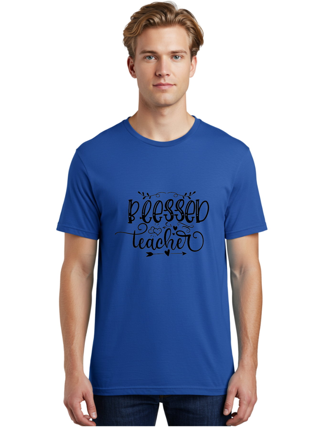 Blessed Teacher Men'S Graphic Tee, 100% Cotton, Comfortable Casual Summer Wear, Machine Washable, Teacher Appreciation, Inspirational Quotes, Heartfelt Messages, Loving Teachers, Gratitude, Black Typography, Elegant Design, Heartwarming, Aae147 22