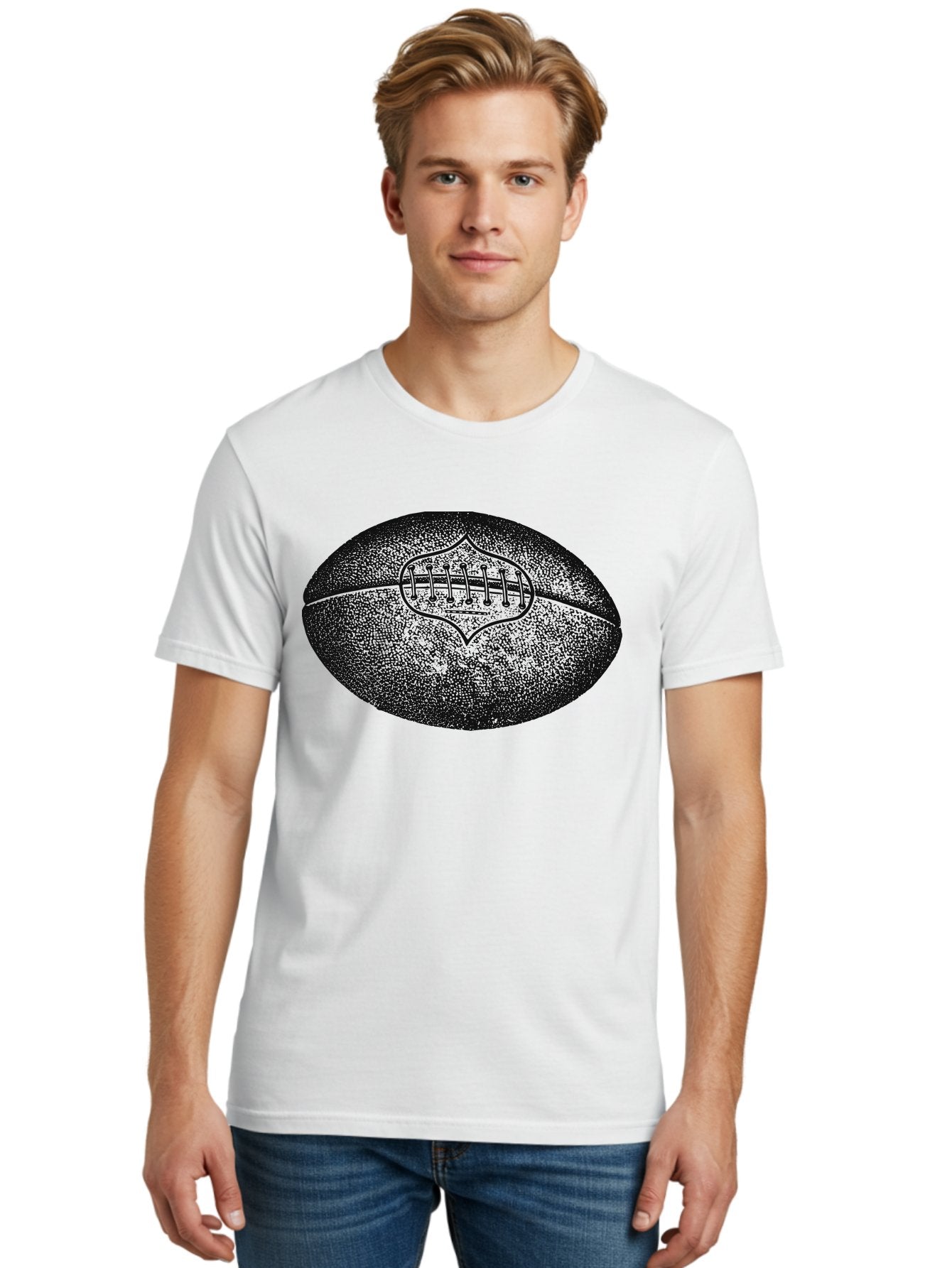 Blitz Ball Men'S Graphic Tee, 100% Cotton, Comfortable Casual Summer Wear, Machine Washable, Stippled American Football, Sports Equipment, Football Texture, Athletic Gear, Team Sports, Competitive Play, Gridiron Football Aae148 16