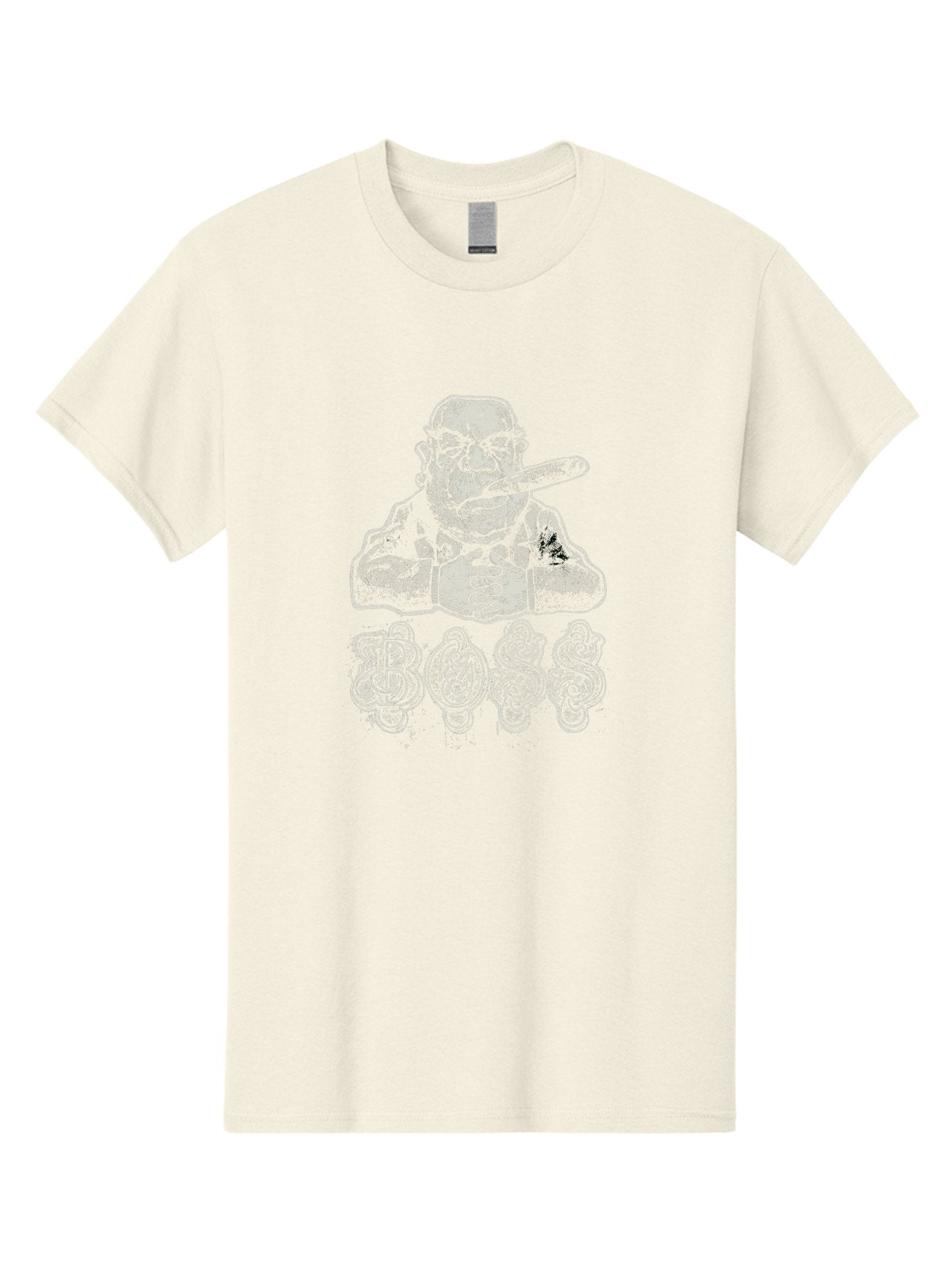 Boss Gangster Men'S Graphic Tee, 100% Cotton, Comfortable Casual Summer Wear, Machine Washable, Gangster With Cigar, Leader Figure, Tattooed Man, Cigar Smoker, Tough Guy Image, Powerful Stance, Bold Typography, Stylized Lettering Aae152 6