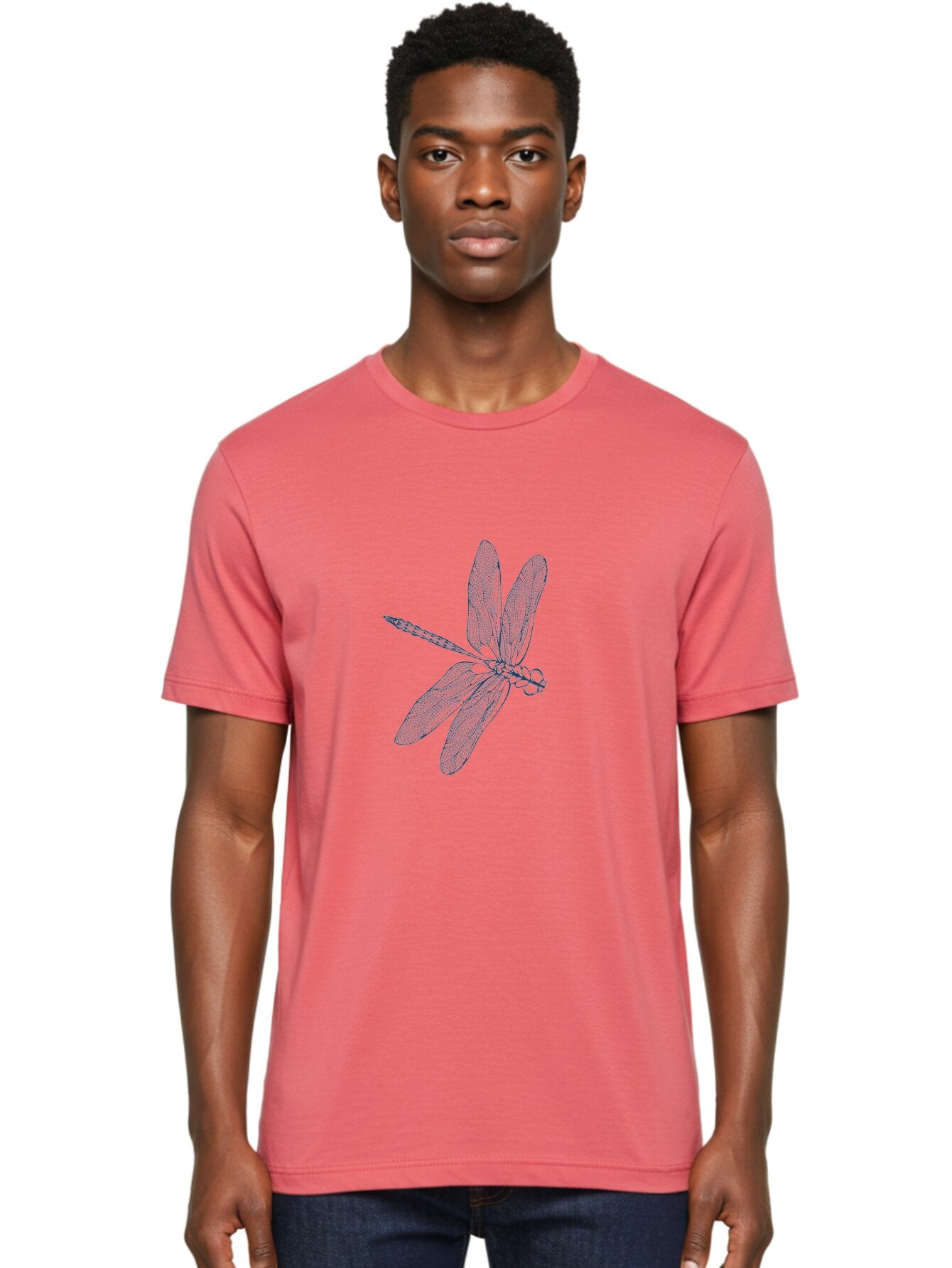 Botanical Dragonfly Art Men'S Graphic Tee, 100% Cotton, Comfortable Casual Summer Wear, Machine Washable, Dragonfly, Delicate Wings, Intricate Design, Abstract Art, Insect Illustration, Detailed Drawing, Nature-Inspired Aae154 24