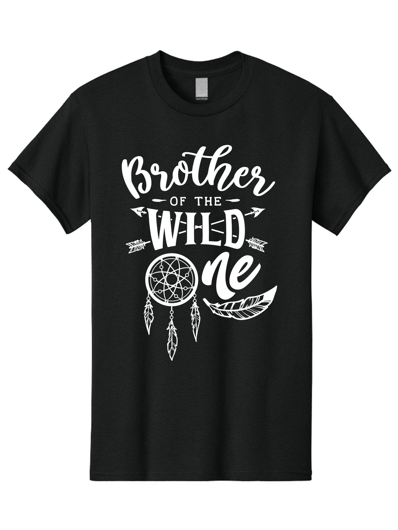 Brother Of The Wild One White Men'S Graphic Tee, 100% Cotton, Comfortable Casual Summer Wear, Machine Washable, Brother Of The Wild One, Dreamcatcher, Feathers, Bohemian Style, Tribal Design, Sibling Love, Wild Child, Sibling Pride Aae160 7